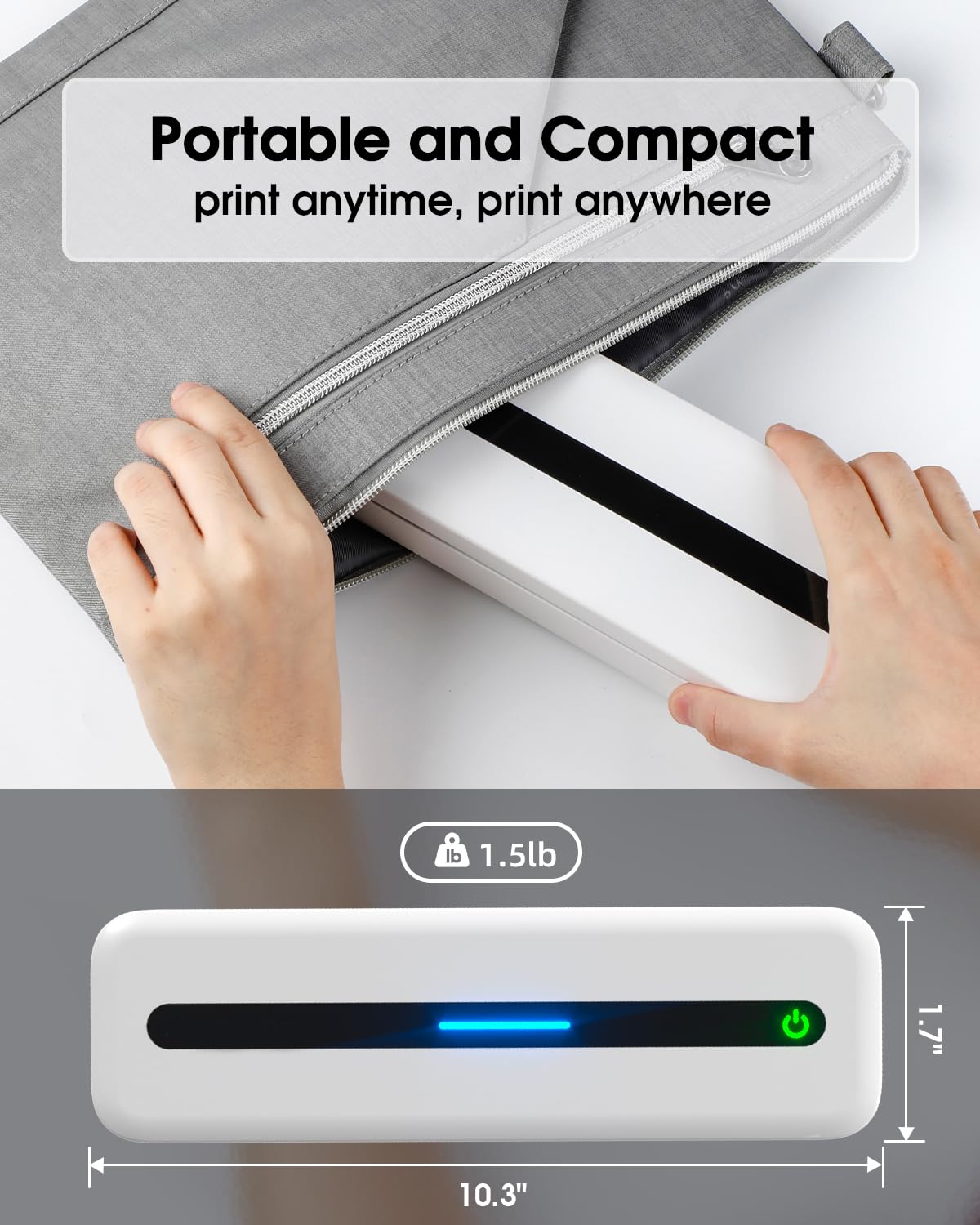 Itari M832 Wireless Thermal Printer - Portable Bluetooth Printer for Travel, 300dpi Inkless Printing, Compatible with Android, iOS & Laptop (Supports 8.5