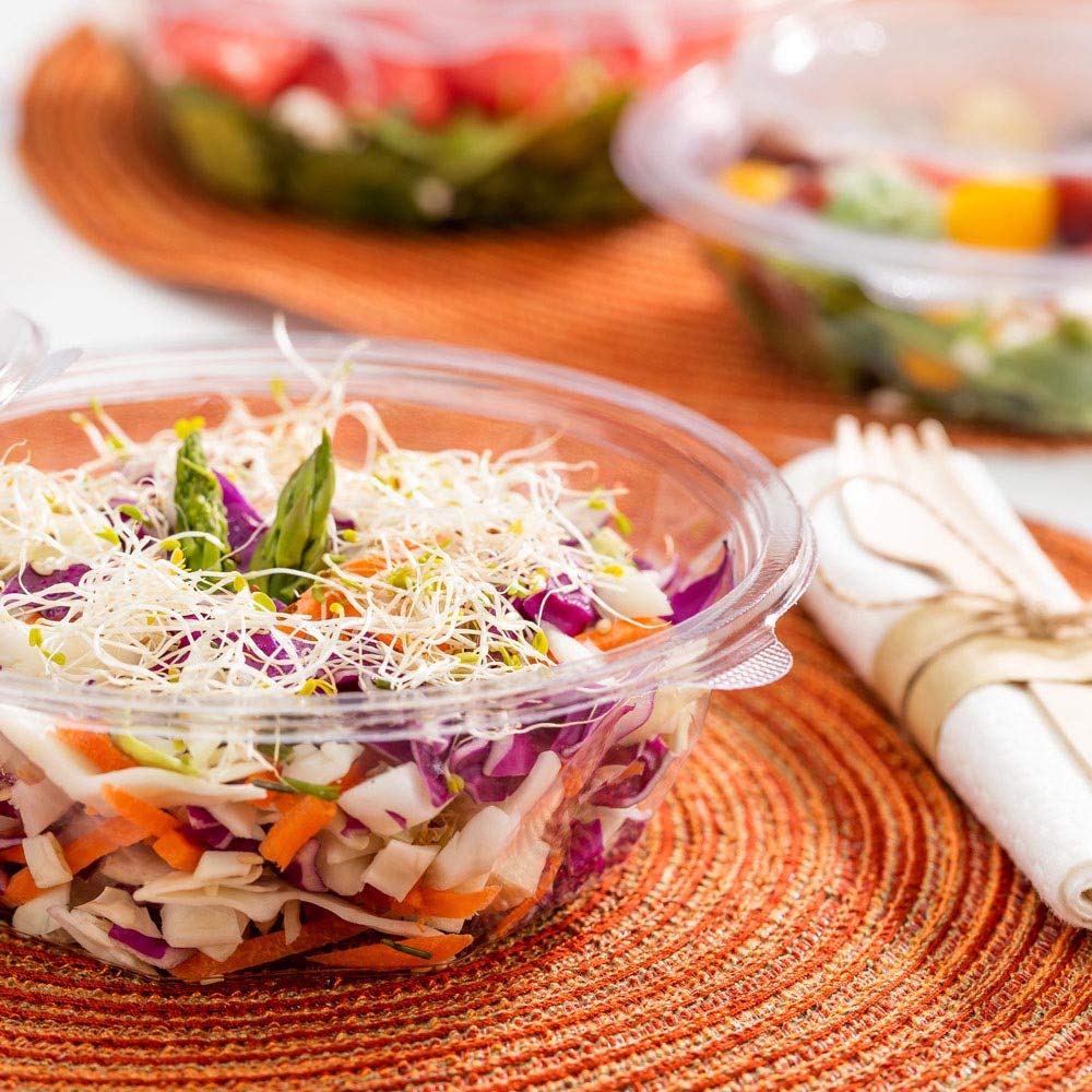 Restaurantware Basic Nature 16oz Clear PLA Plastic Salad Bowls - 500 Pack | Eco-Friendly Disposable Food Containers for Takeout, Meal Prep & Catering | Lids Sold Separately | BPA-Free To-Go Bowls for Restaurants, Cafes & Home Use