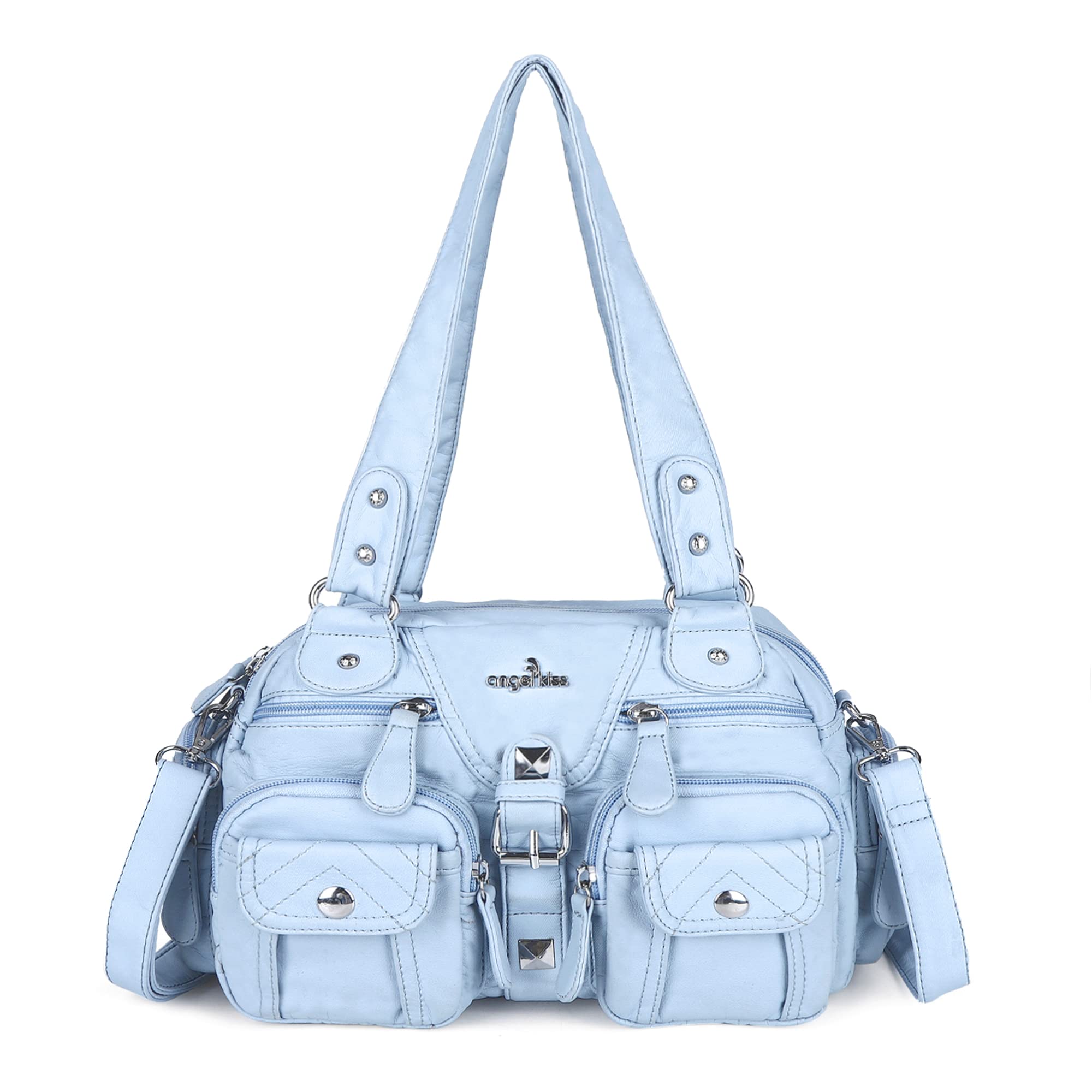 Angel Kiss Women's Crossbody Shoulder Bag - Multipocket Soft Leather Hobo Purse with Removable Strap | Perfect for Work, Travel & Everyday Use