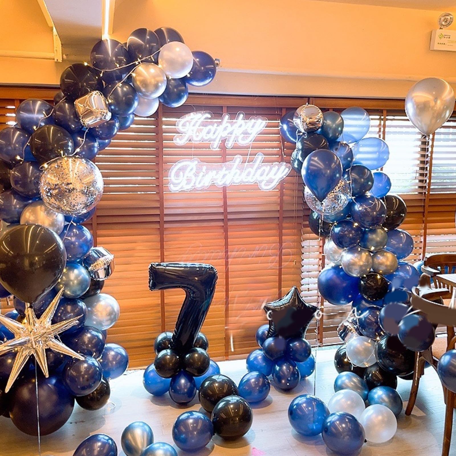 60 Pcs Navy Pearl Blue & Metallic Silver Balloons with Confetti - Helium Latex Party Balloons for Birthday, Baby Shower, Graduation 2025 Decorations - Perfect for Indoor & Outdoor Celebrations
