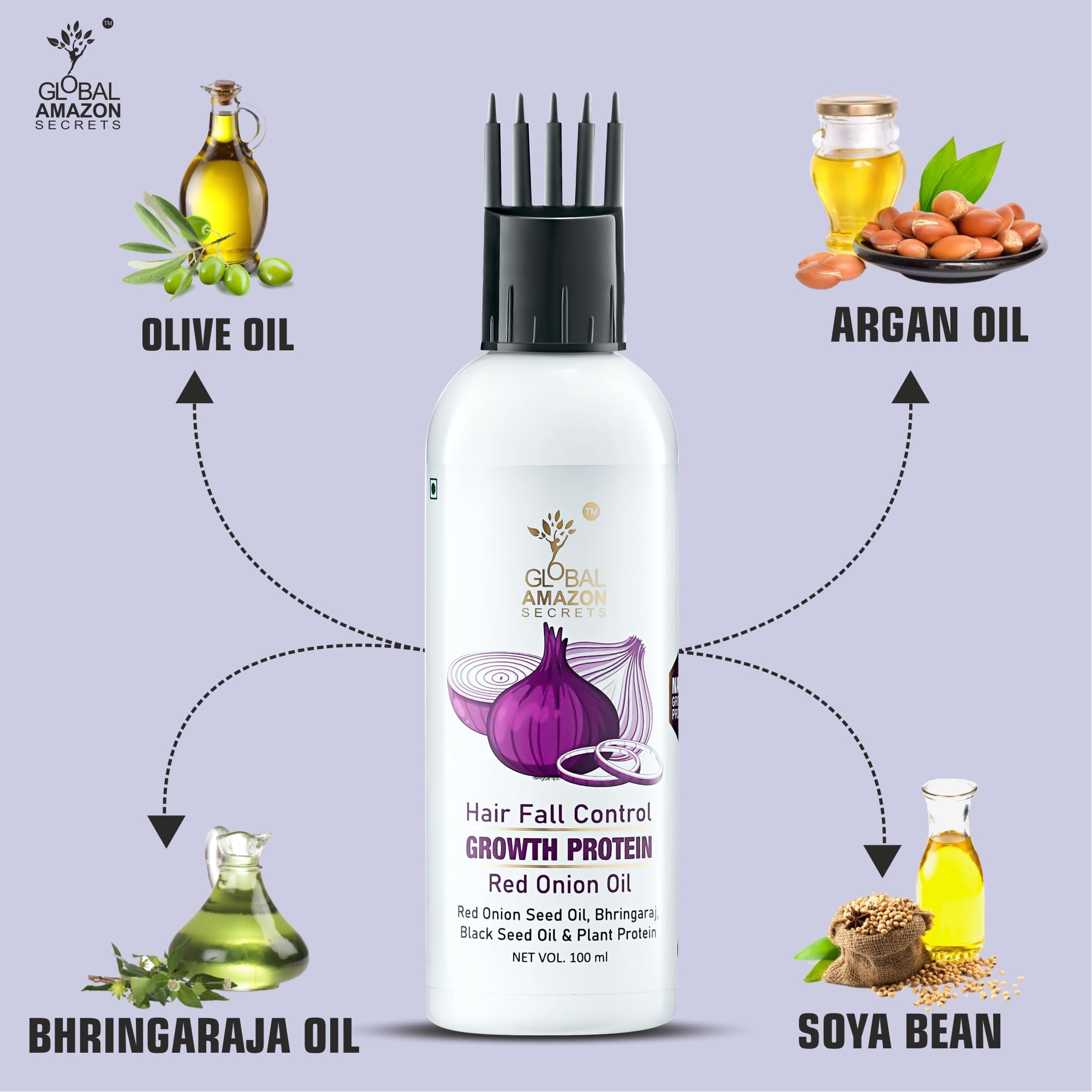 Amazon Best-Selling Onion & Black Seed Hair Growth Oil - 100ml for Men & Women | Promotes Thicker, Stronger Hair | Perfect for Daily Scalp Massage & Frizz Control