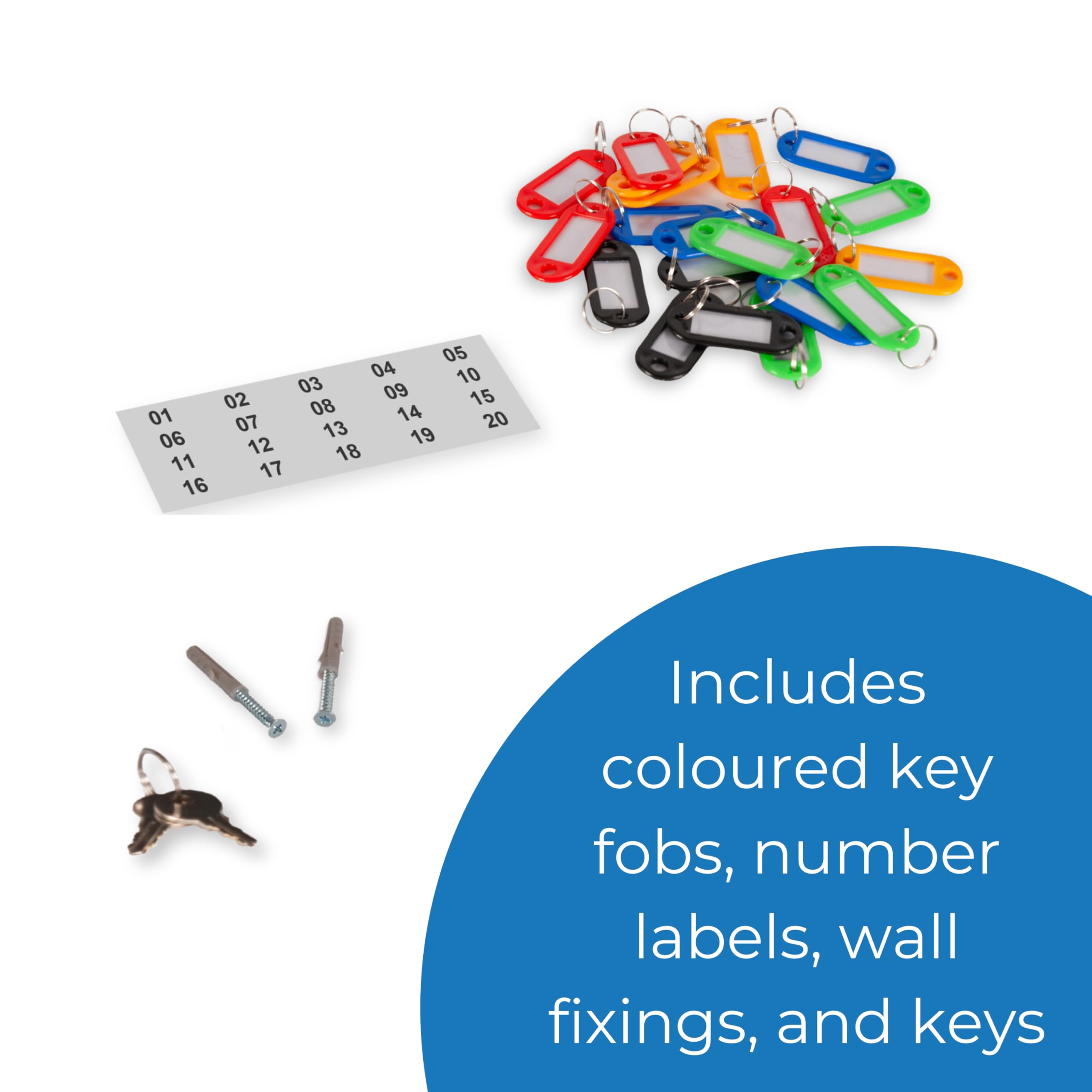 20-Key Lockable Wall Mount Key Cabinet - Secure Storage for Home & Office