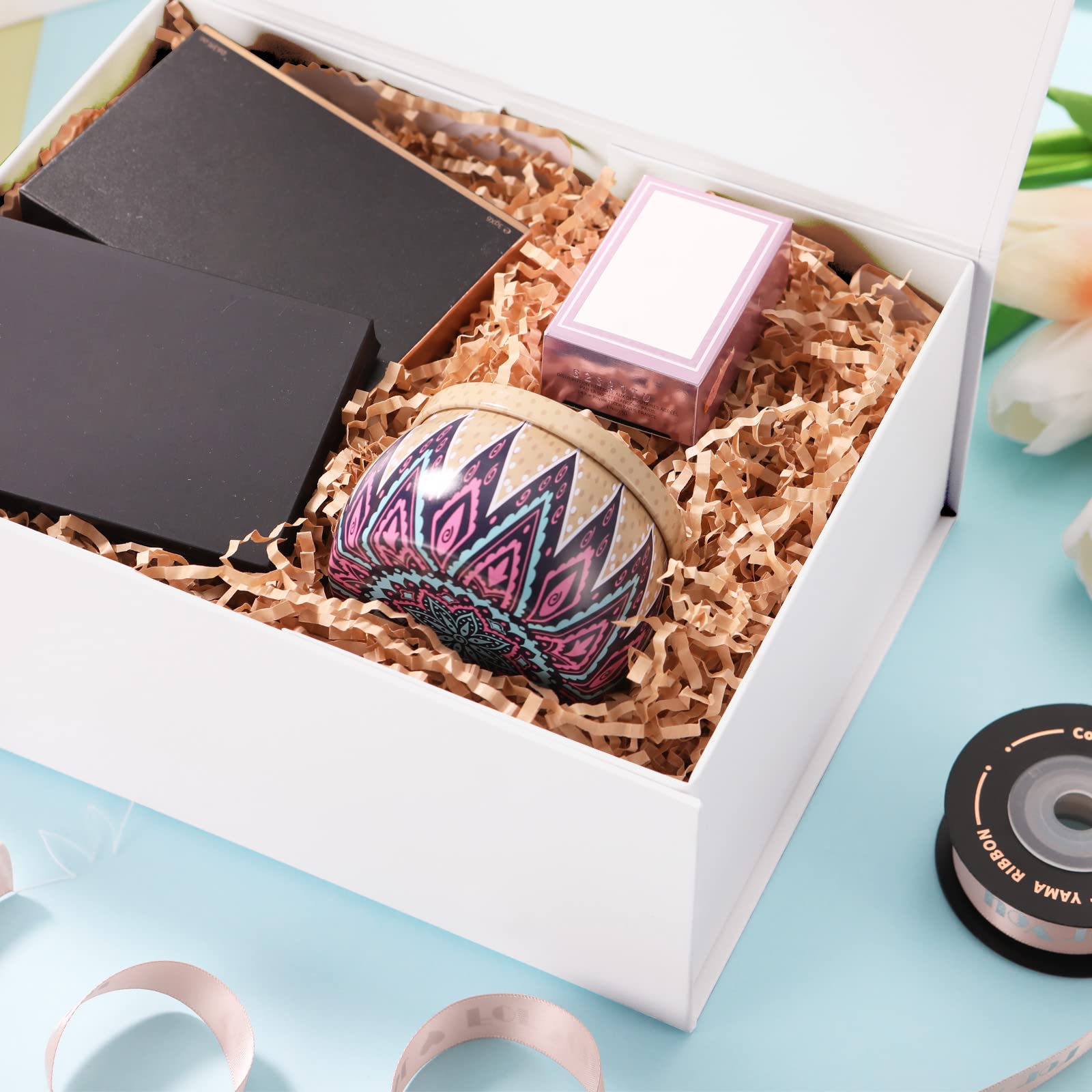 Premium Matte White Gift Box with Magnetic Closure - 9x6.5x3.8 Inches, Grain Texture, Bridesmaid Proposal Box, Wedding Party Favor, Jewelry Packaging, Luxury Gift Box for Special Occasions
