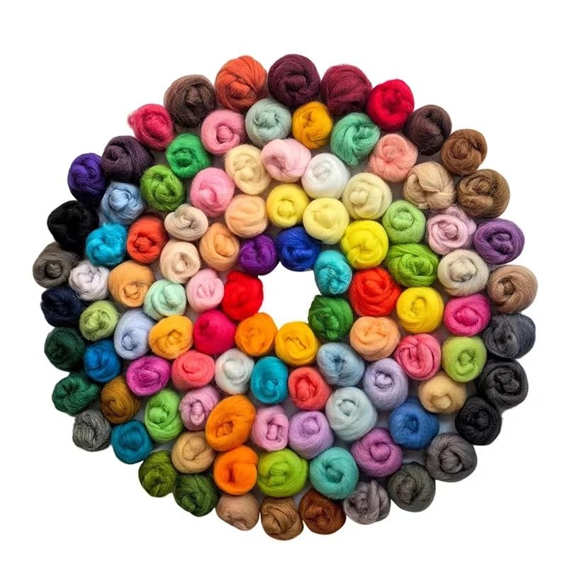 101-Color Wool Roving Yarn for DIY Needle Felting & Weaving - Soft Fiber Wool for Crafting, Felt Poking, and Handmade Projects - Perfect for Scarves, Hats, and Home Decor
