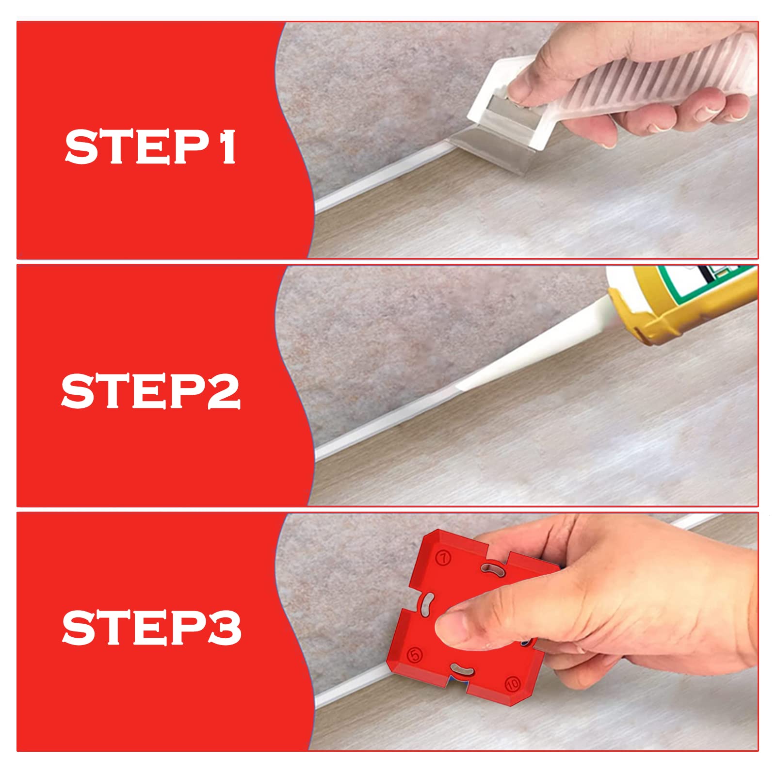 12Pcs Professional Caulking Tool Kit - Silicone Sealant Finishing & Caulk Removal Tools for Perfect Seams & Joints | Ideal for Bathroom, Kitchen, Tile & DIY Home Improvement Projects