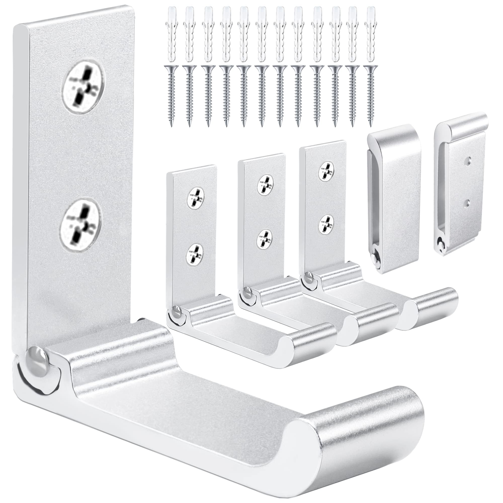 OHIYO 6-Pack Foldable Wall Hooks - Rustproof Aluminum Coat Hangers for Bathroom, Bedroom & Entryway - Space Saving Fold Up Design for Towels, Hats, Bags & Headphones (Matte Silver) - Perfect for Small Spaces & Organization