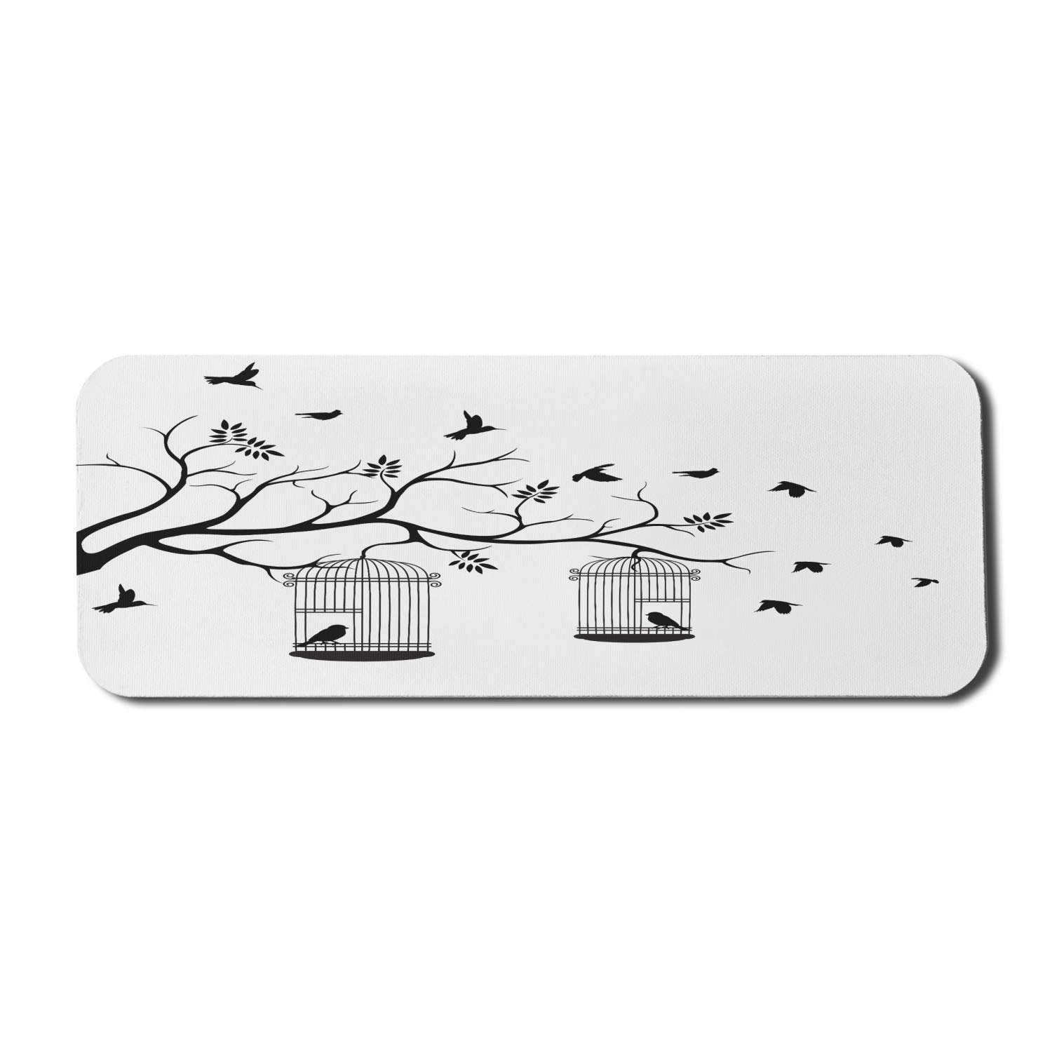 Ambesonne Nature Themed Mouse Pad - Modern Bird Cage & Leaf Design Non-Slip Rubber Gaming Mousepad (31