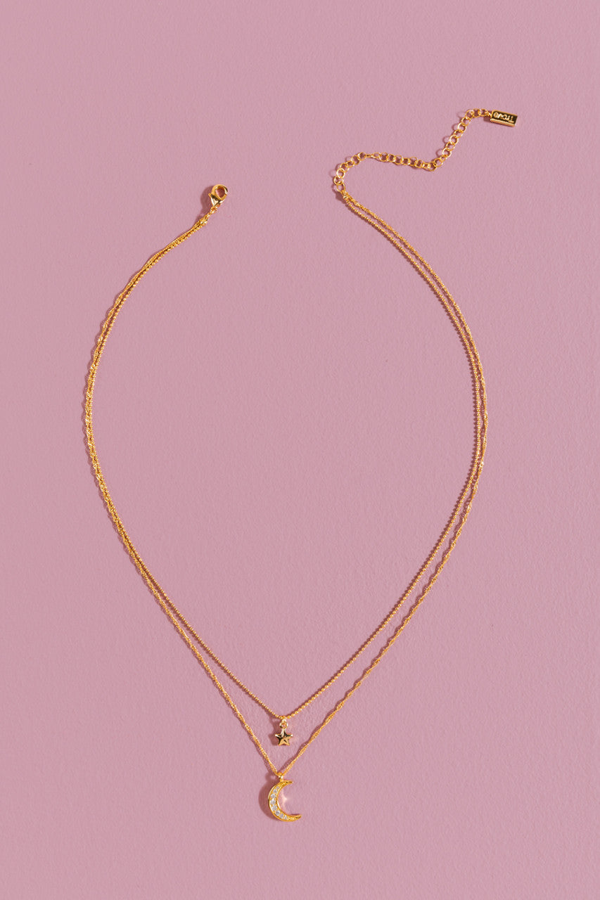 Layered Star and Moon Necklace for Women - Elegant Celestial Jewelry for Everyday Wear, Gifts & Special Occasions