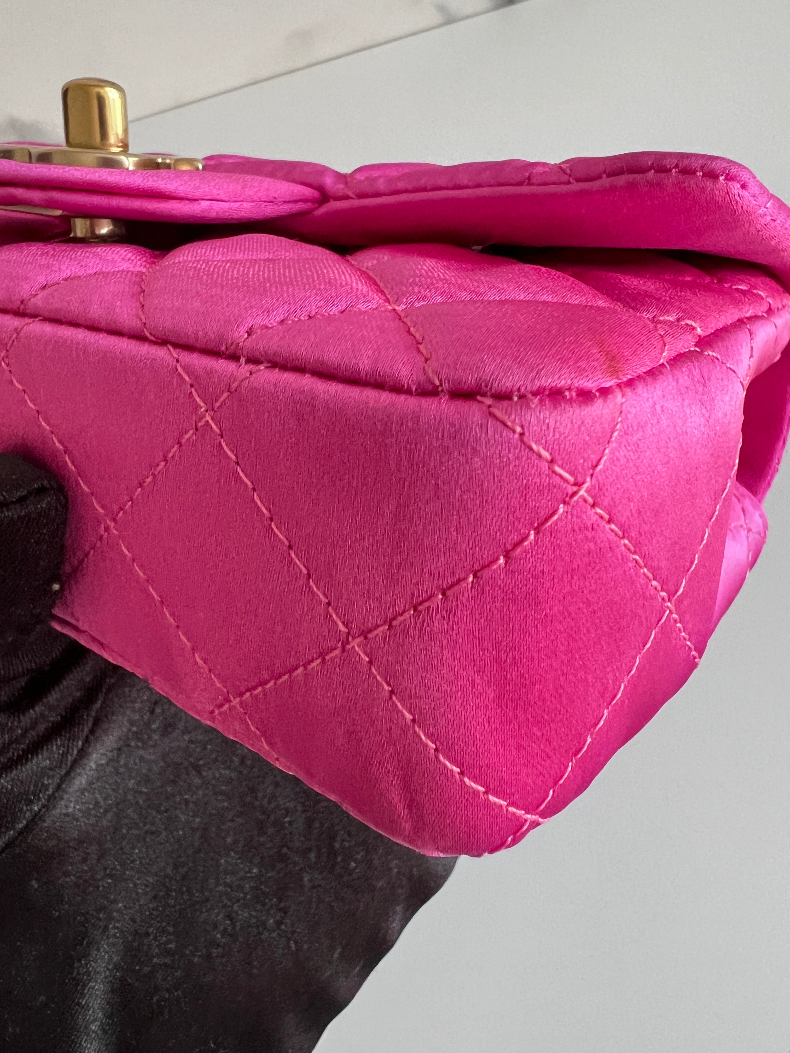 Chanel Extra Mini Pink Satin Flap Bag - Pre-Owned Like New Condition | Perfect for Evening Parties, Weddings & Special Occasions