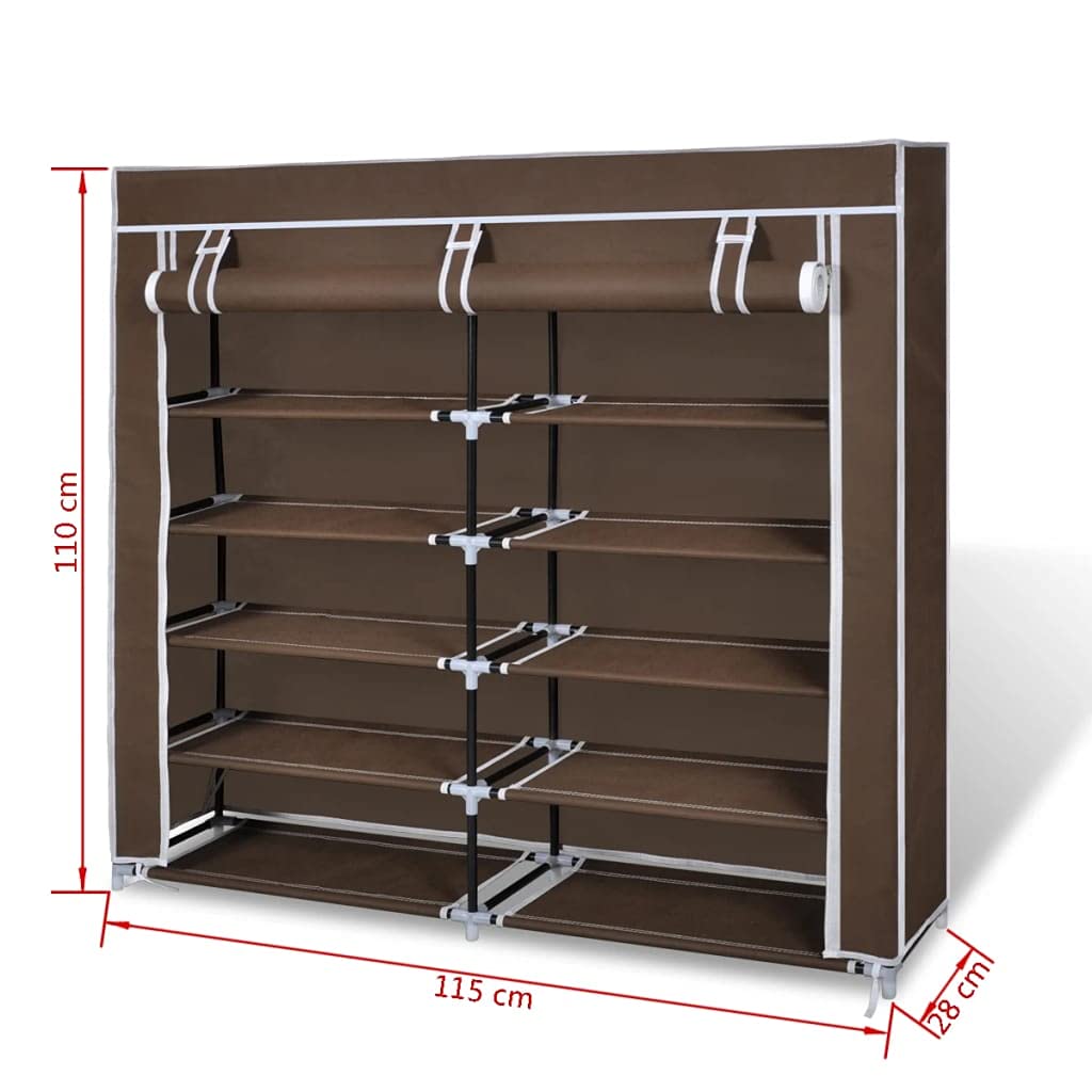 5-Tier Portable Shoe Rack Organizer with Dust Cover - Space Saving Closet Storage for 20-25 Pairs of Shoes - Sturdy Polyethylene Fabric Shoe Tower (45