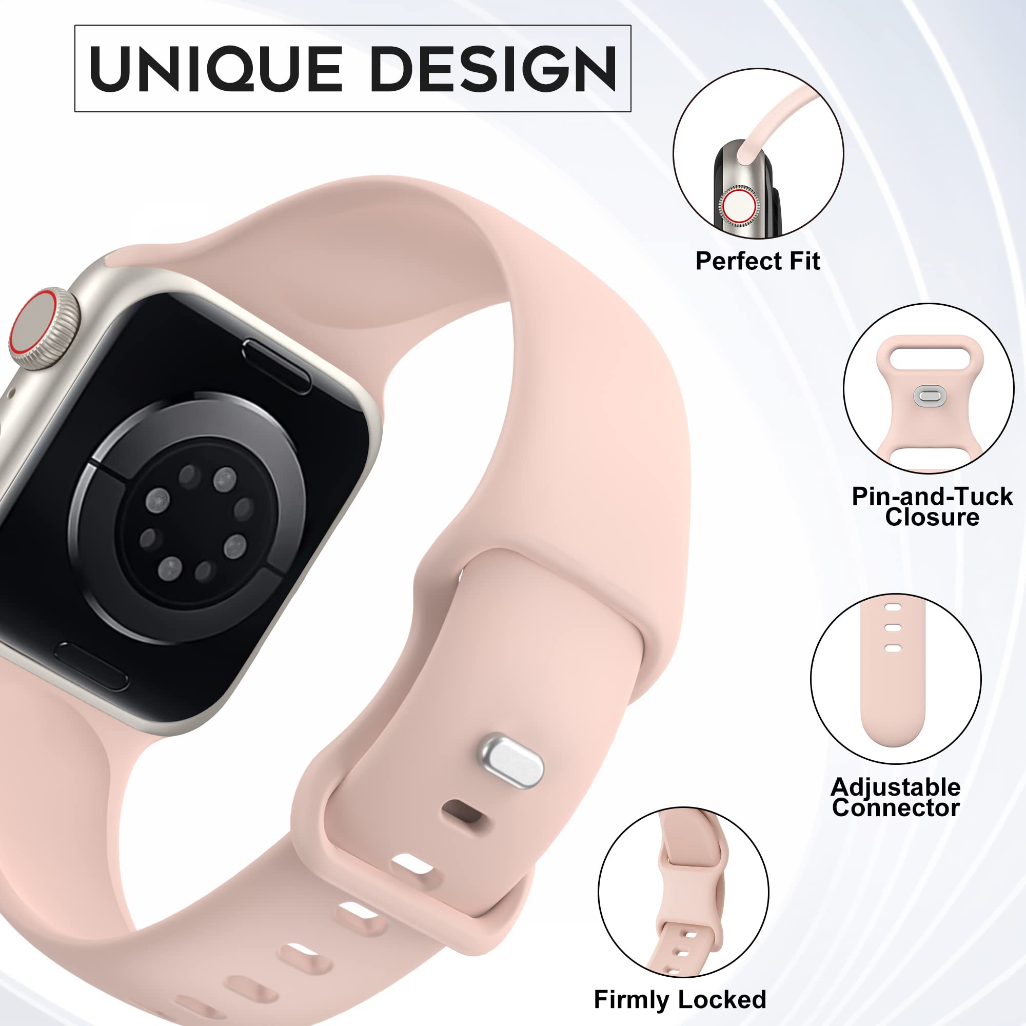Premium Soft Silicone Sport Bands for Apple Watch Series 1-9, Ultra/Ultra 2 & SE - 38mm 40mm 41mm 42mm 44mm 45mm 49mm - Waterproof, Sweatproof & Comfortable Strap for Men & Women - Perfect for Running, Gym Workouts & Daily Wear