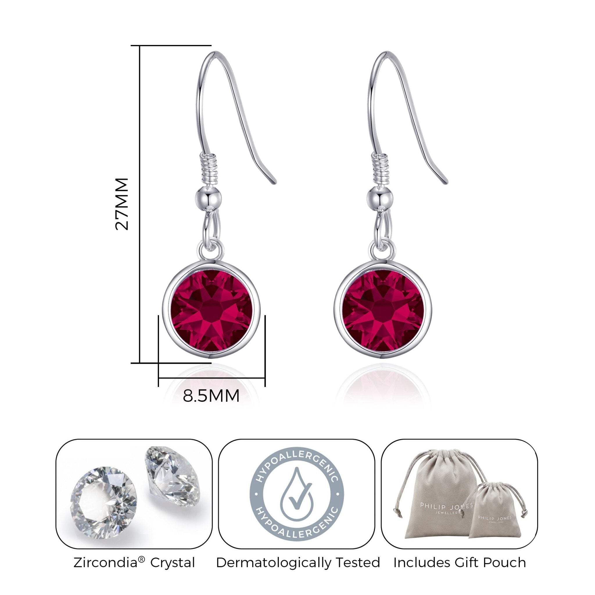 Ruby Zircondia® July Birthstone Earrings for Women - Elegant Drop Style