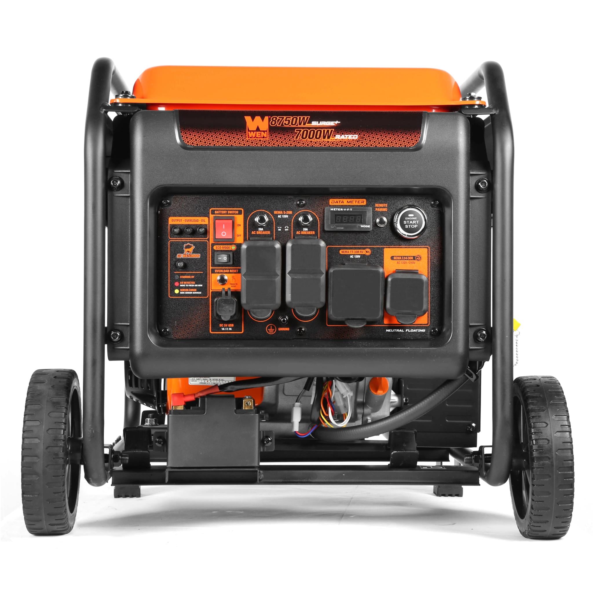 WEN DF875iX 8750-Watt Dual Fuel Inverter Generator with Remote Electric Start - 120V/240V RV Ready, Transfer Switch Compatible, CO Shutdown Sensor - Perfect for Camping, Home Backup Power & Outdoor Events