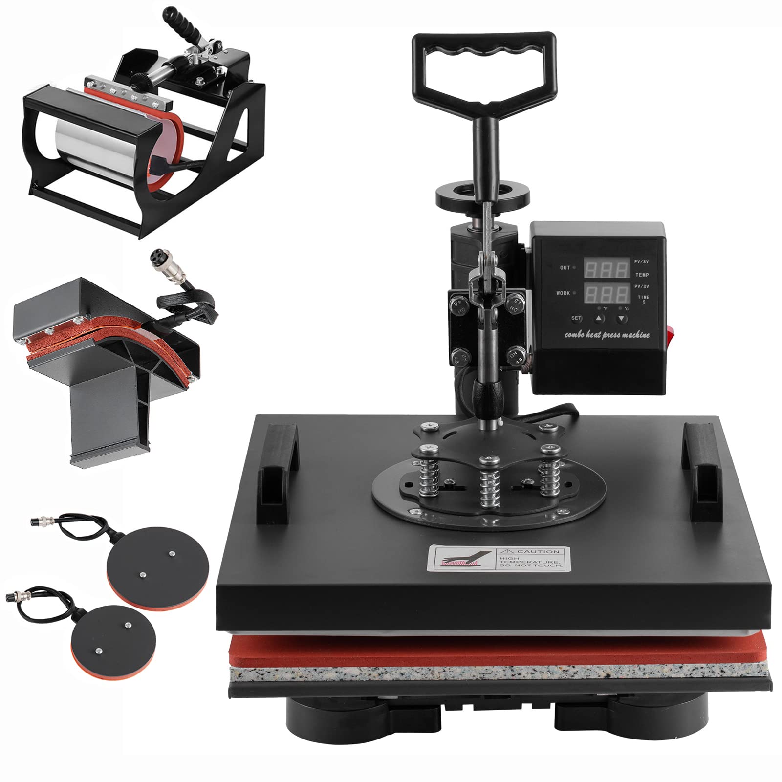 SHZOND 15x15 Inch 5-in-1 Heat Press Machine for T-Shirts, Hats, Mugs & Plates - Professional Sublimation & Heat Transfer Equipment for DIY Crafts, Custom Apparel & Personalized Gifts