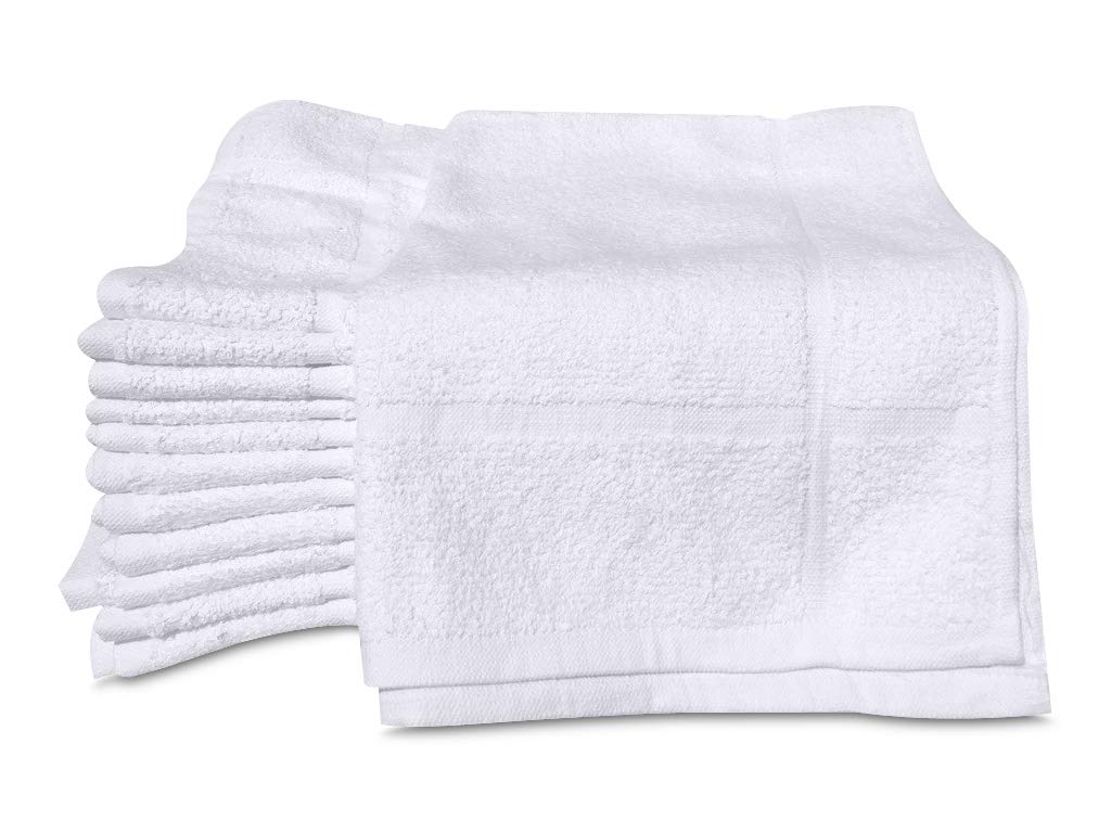 12 Pack White Bath Mat Towels 20x30 Inches - Soft Cotton Blend Washable Bath Mats for Hotel, Home & Spa - Non-Slip Absorbent Quick-Dry Bathroom Floor Mats for Shower, Tub & Vanity Area