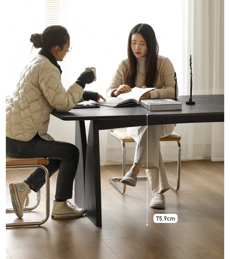 Handcrafted Oak Solid Wood Wabi Sabi Style Dining Table - Natural Wood Grain Texture - Modern Minimalist Furniture for Dining Room, Kitchen, or Open Concept Living Space