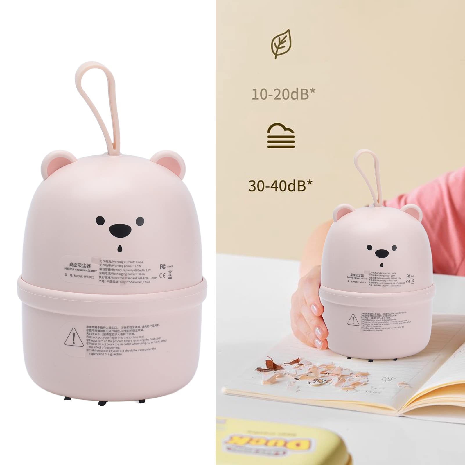 CHICIRIS Mini USB Desktop Vacuum Cleaner - Portable Dust Collector for Keyboard, Home & Office - Cute Bear Design for Kids & Adults - Perfect for Desks, Cars, and Small Spaces