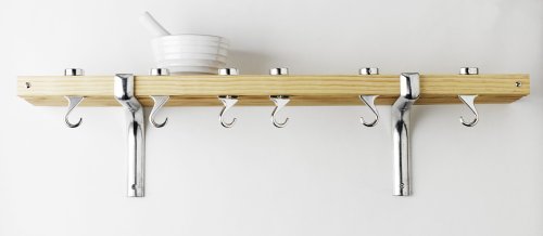 Taylor & Ng 36-Inch Natural Wood Wall Mounted Pot Rack - Space-Saving Kitchen Organizer for Pots, Pans & Utensils - Perfect for Small Kitchens & Cooking Enthusiasts