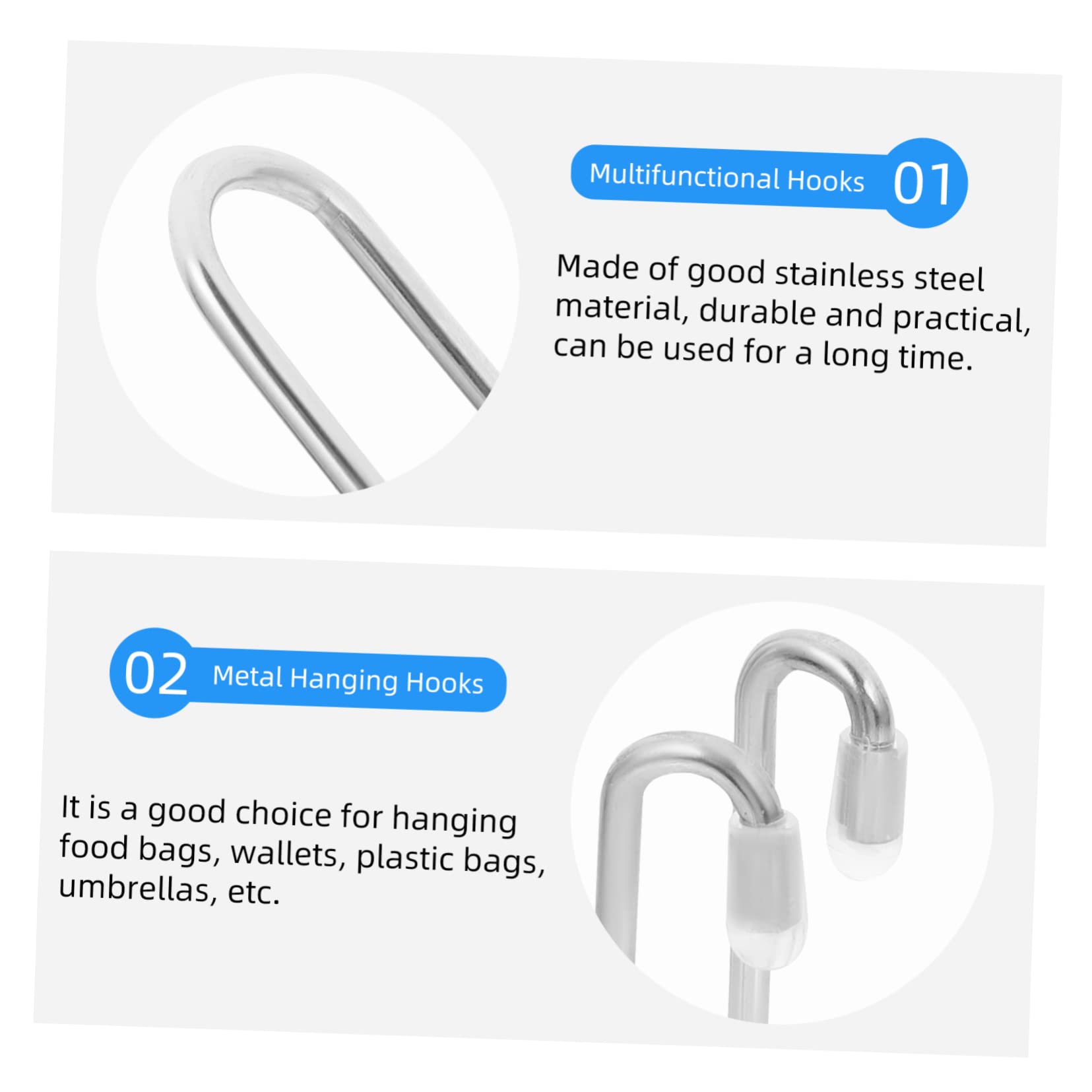 10-Pack Heavy Duty Stainless Steel Hooks - Multi-Purpose Metal Hanging Hooks for Car Seat Storage, Flower Pots, Home Organization & Indoor/Outdoor Use - Durable Hidden Hooks for Vehicle Storage Box & Household Items