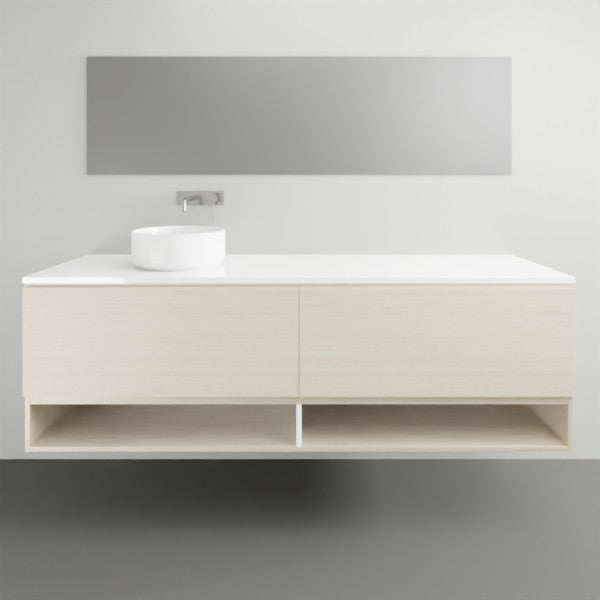 ADP Glacier Lite Shelf Slim Vanity with Solid Surface Top - Modern Bathroom Storage Solution for Small Spaces, Perfect for Makeup Organization and Bathroom Essentials