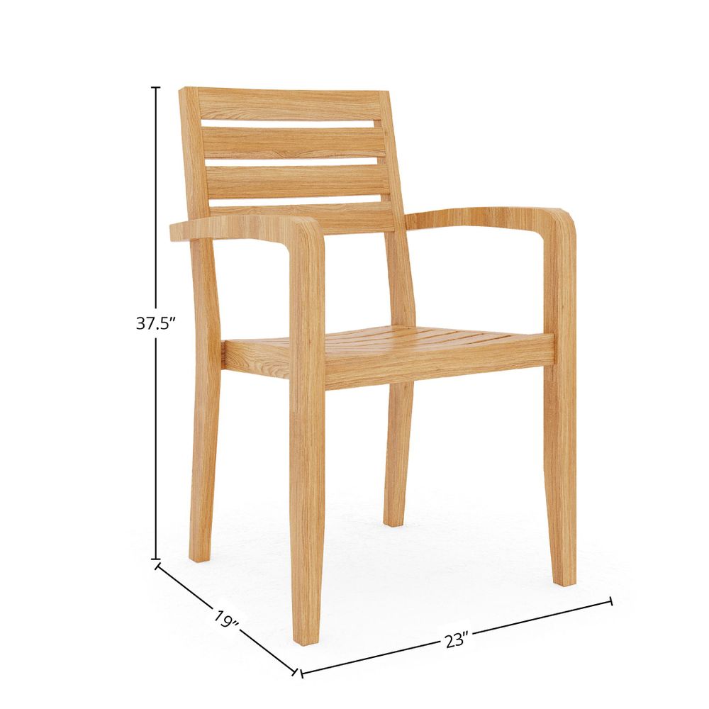 Premium Teak Outdoor Dining Stacking Armchairs (Set of 4) - Weather-Resistant Patio Furniture for Garden, Poolside & Backyard Dining