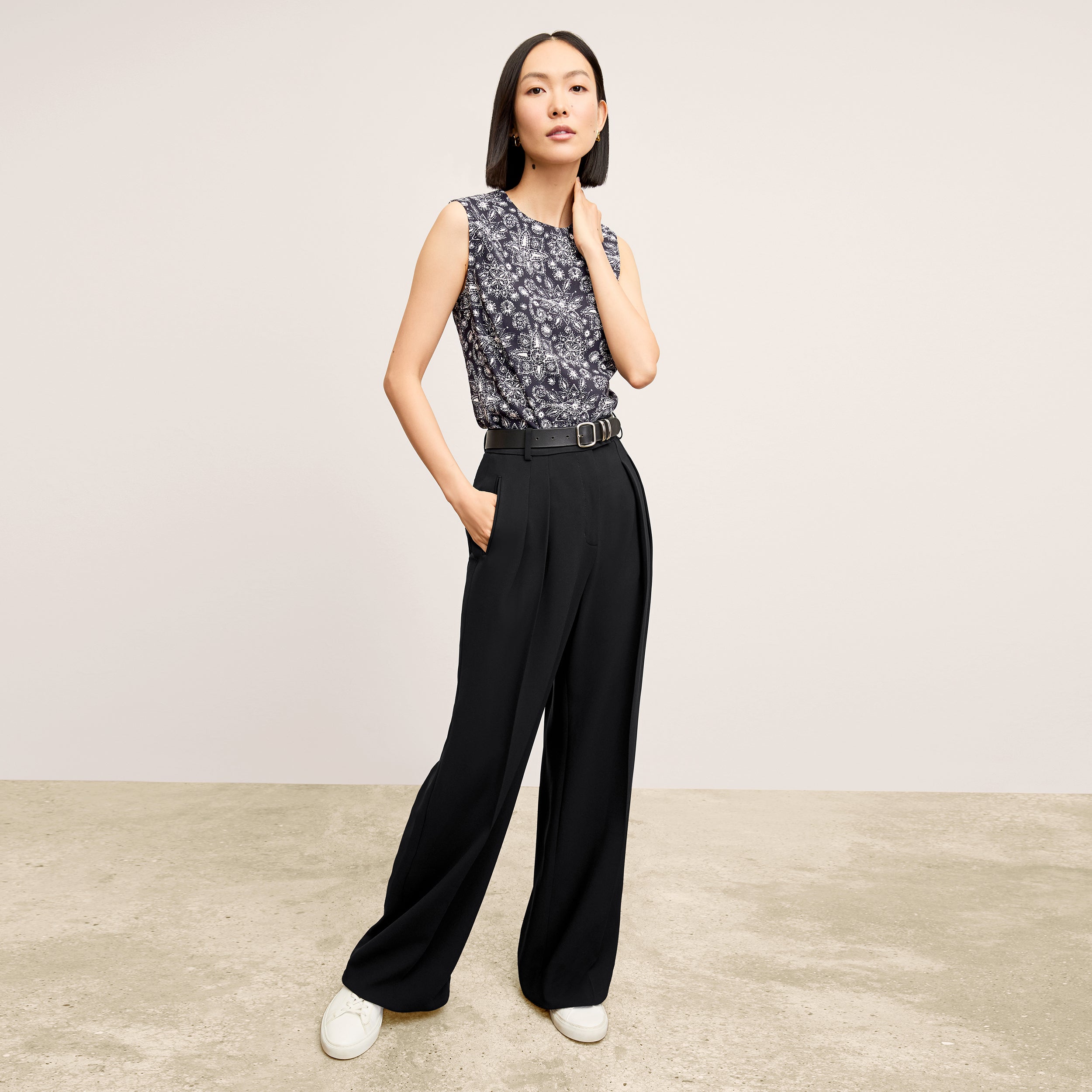 Bia Pleated Trousers for Women - Everyday Crease Resistant Black Dress Pants for Work & Office Wear
