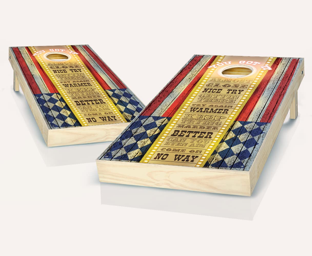 Skip's Garage Americana Cornhole Boards Set - 2 Boards & 8 Bags with Custom Accessories - Premium Outdoor Lawn Game for Backyard Parties, Tailgating, and BBQ Events