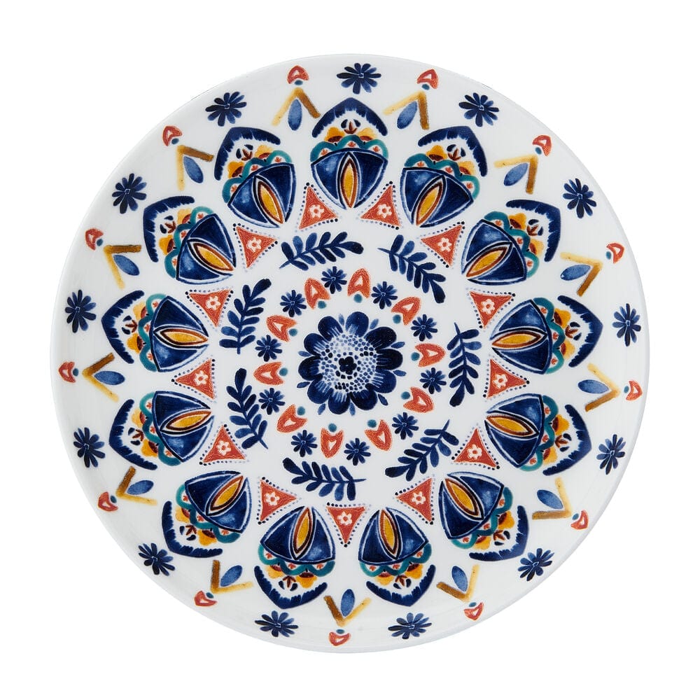 Hand-Painted Decorative Medallion Appetizer Plates - Set of 4 for Elegant Dinner Parties, Cocktail Events & Home Decor