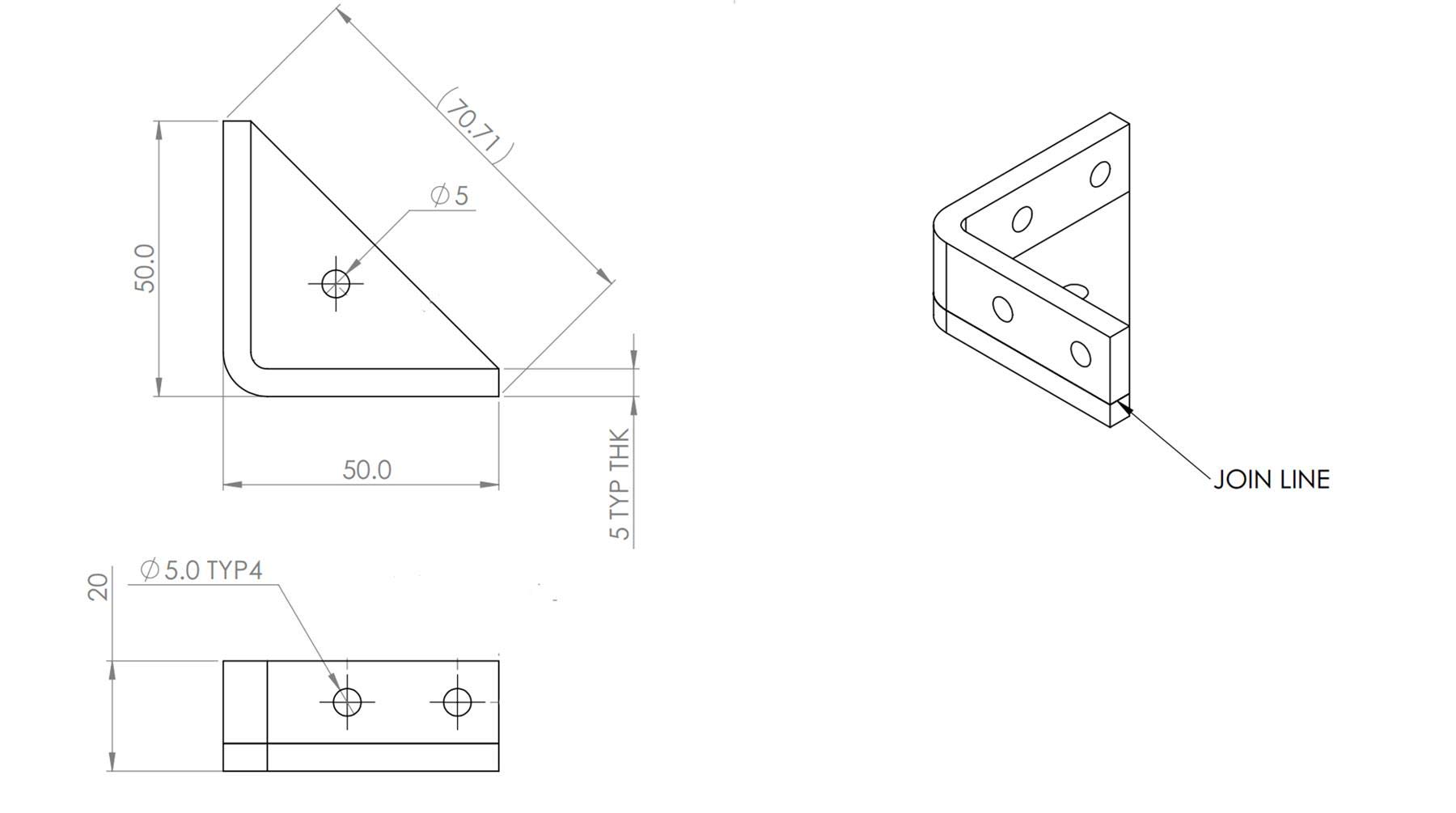 Clear Acrylic Corner Brackets 5mm Thick with M5 Bolts for Shelves & DIY