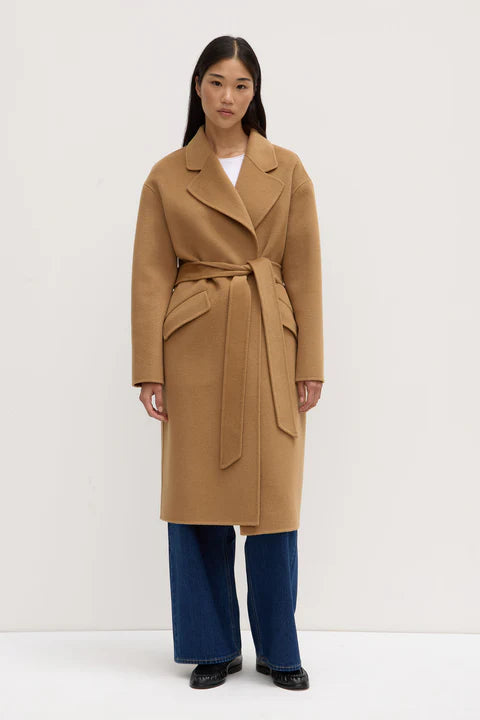 Sadie Camel Single Breasted Wool Coat for Women - Classic Winter Trench Coat with Belt - Perfect for Office, Dating & Formal Occasions