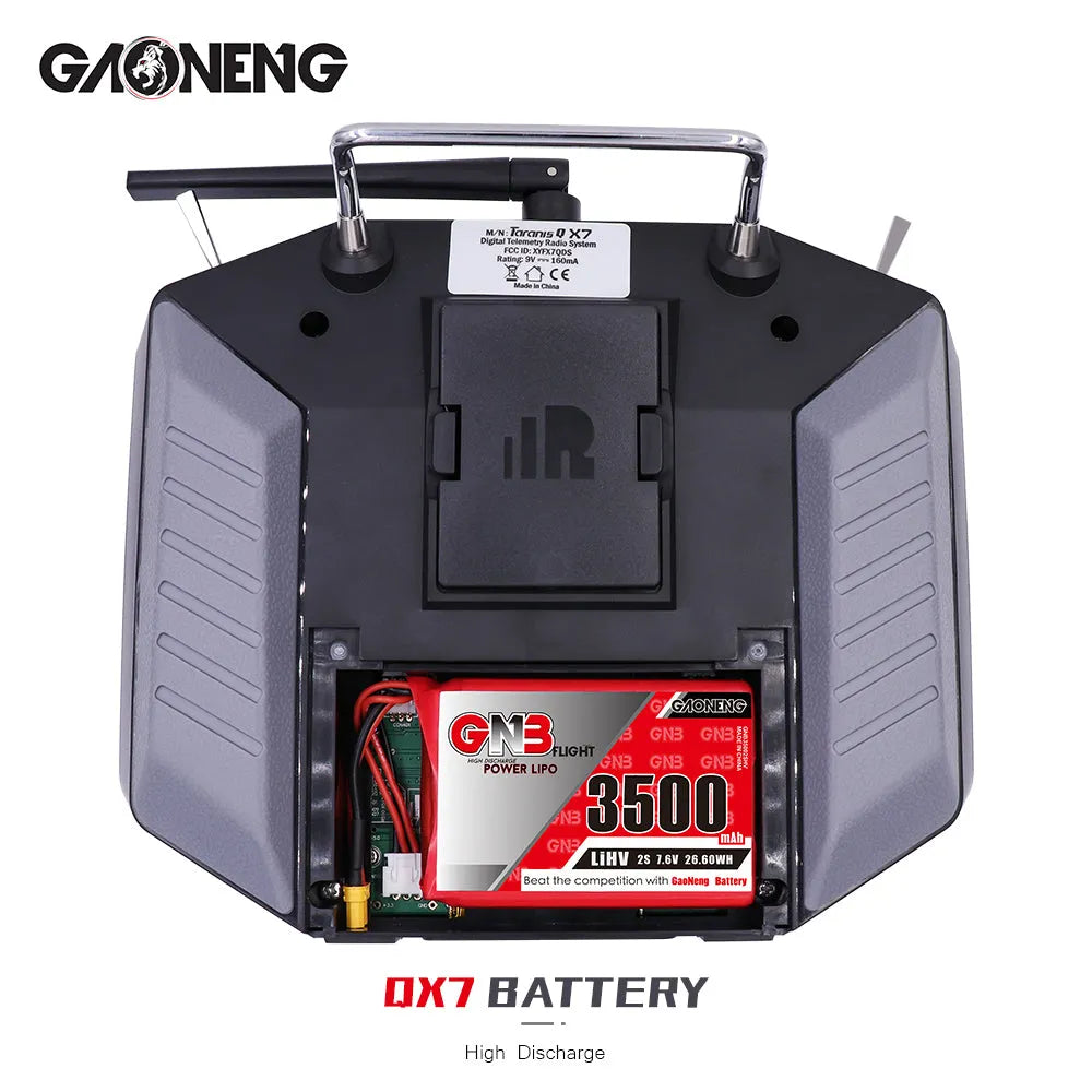 GNB 3500mAh 7.6V 2S LiPo LiHv Rechargeable Battery with XT30 Plug - Compatible with FrSky ACCST Q X7 Transmitter Remote Controller - Perfect for RC Drones, Airplanes, and FPV Racing