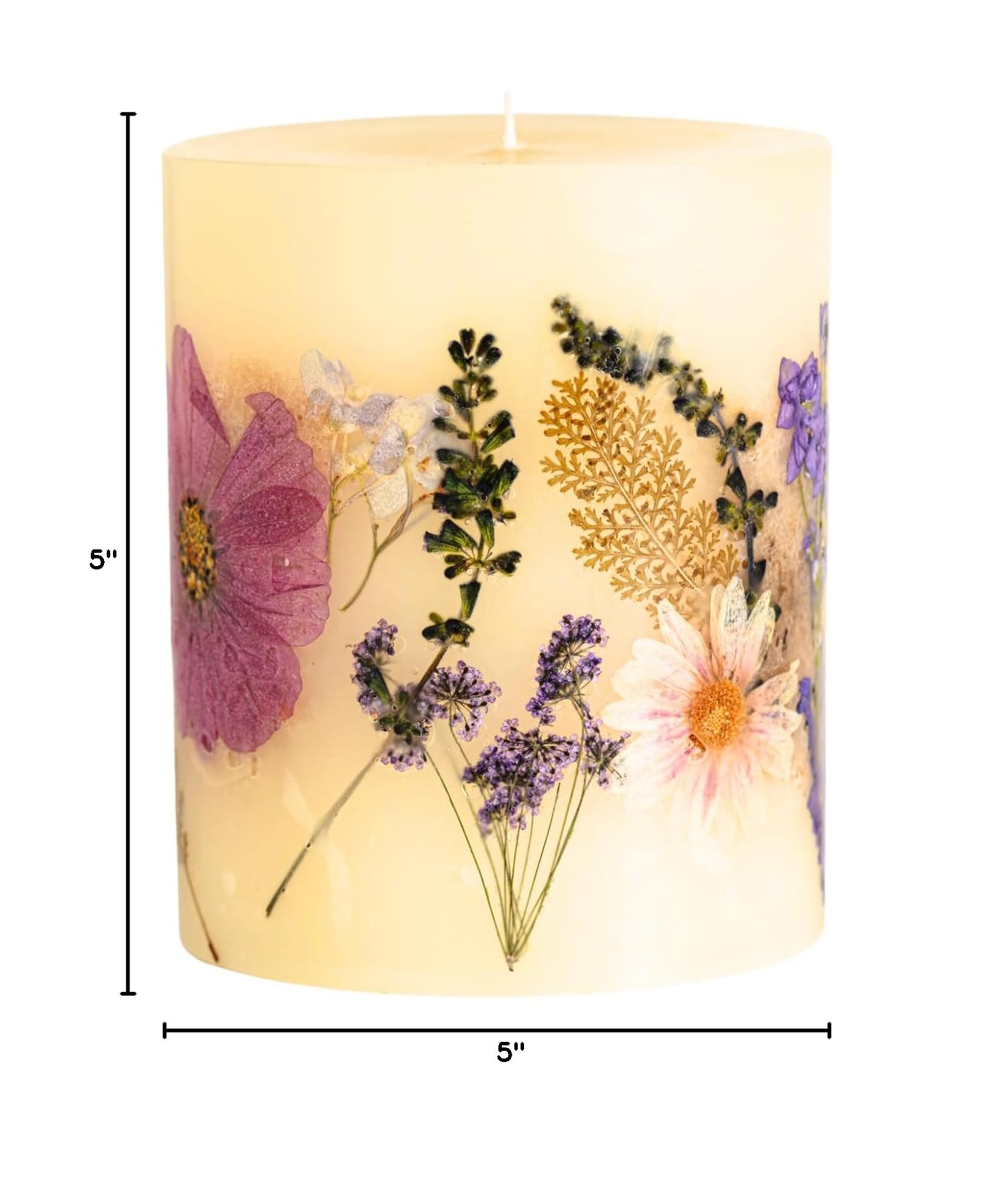 Rosy Rings Round Botanical Candle Roman Lavender - Natural Aromatherapy Scented Candle, Long-Lasting Luxury Soy Wax Candle, Home Decor Gift Set for Relaxation, Meditation & Spa Night