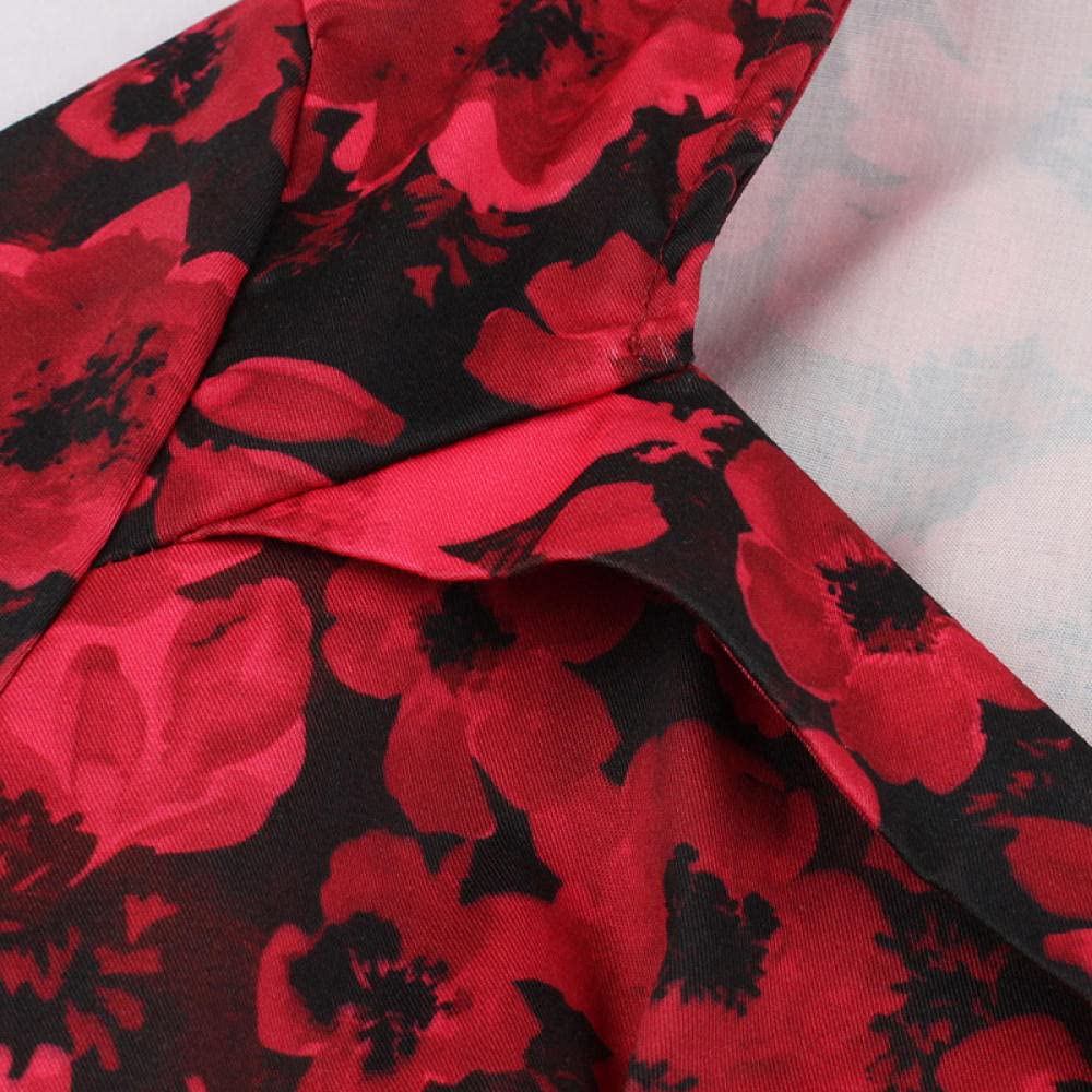 Women's High Waist Wrap Floral Pleated Skirt - Retro Vintage Style Dress for Casual, Office & Party Wear