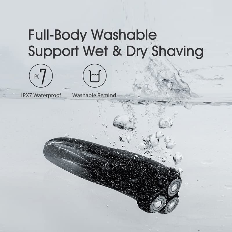 Electric Head Shaver for Bald Men - Rechargeable & Washable Full Body Shaver, Beard Trimmer & Electric Razor for Smooth Shaving (Black) - Perfect for Travel, Gym & Daily Grooming