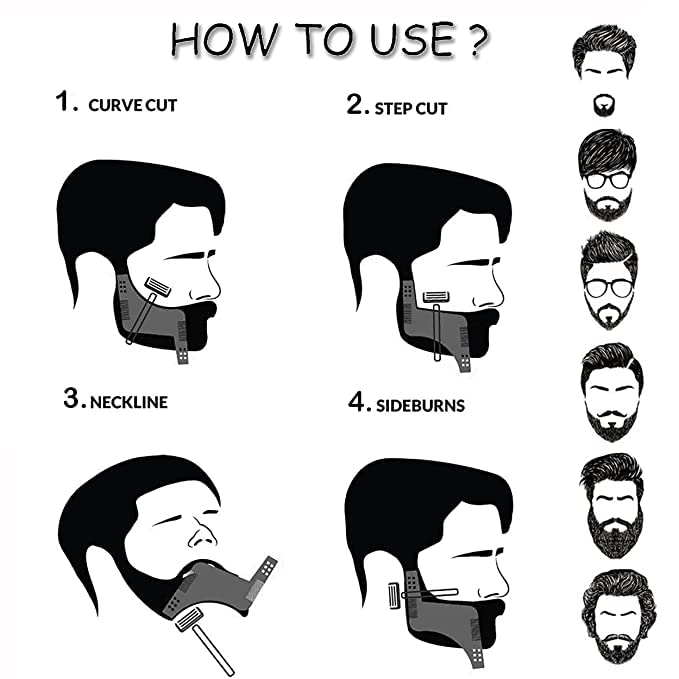Professional Beard Shaper & Comb Kit for Men - 2-in-1 Grooming Tool for Precise Beard Styling at Home & Salon (Black) | Perfect for Daily Trimming, Shaping & Maintaining Facial Hair