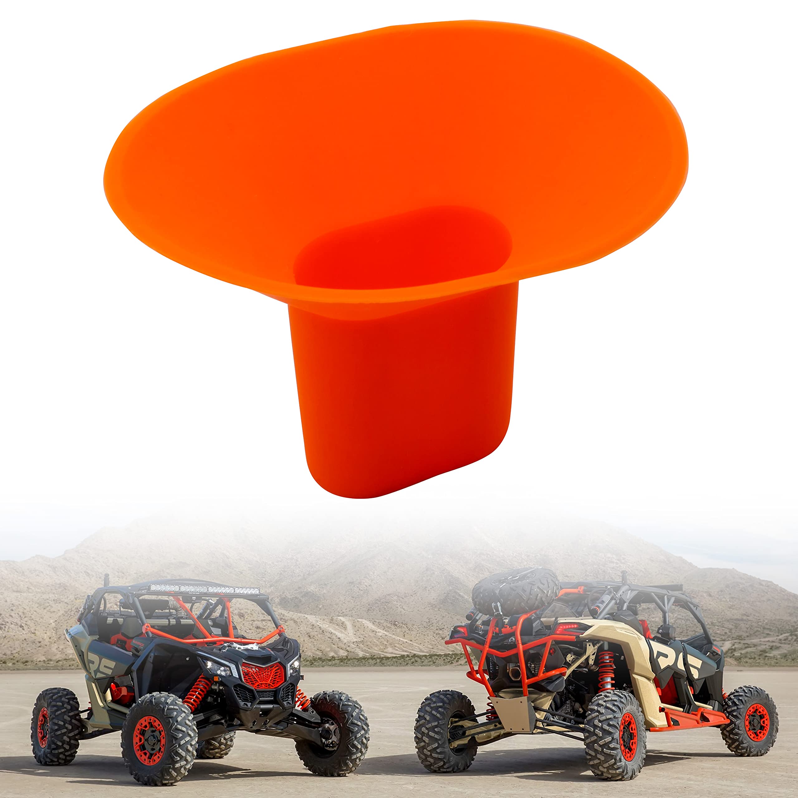 SAUTVS Orange Silicone Funnel for Can-Am UTVs, Motorcycles, Cars, Boats & Trucks - Durable, Flexible & Leak-Proof (1PC) - Perfect for Oil Changes, Fuel Transfer & Fluid Maintenance