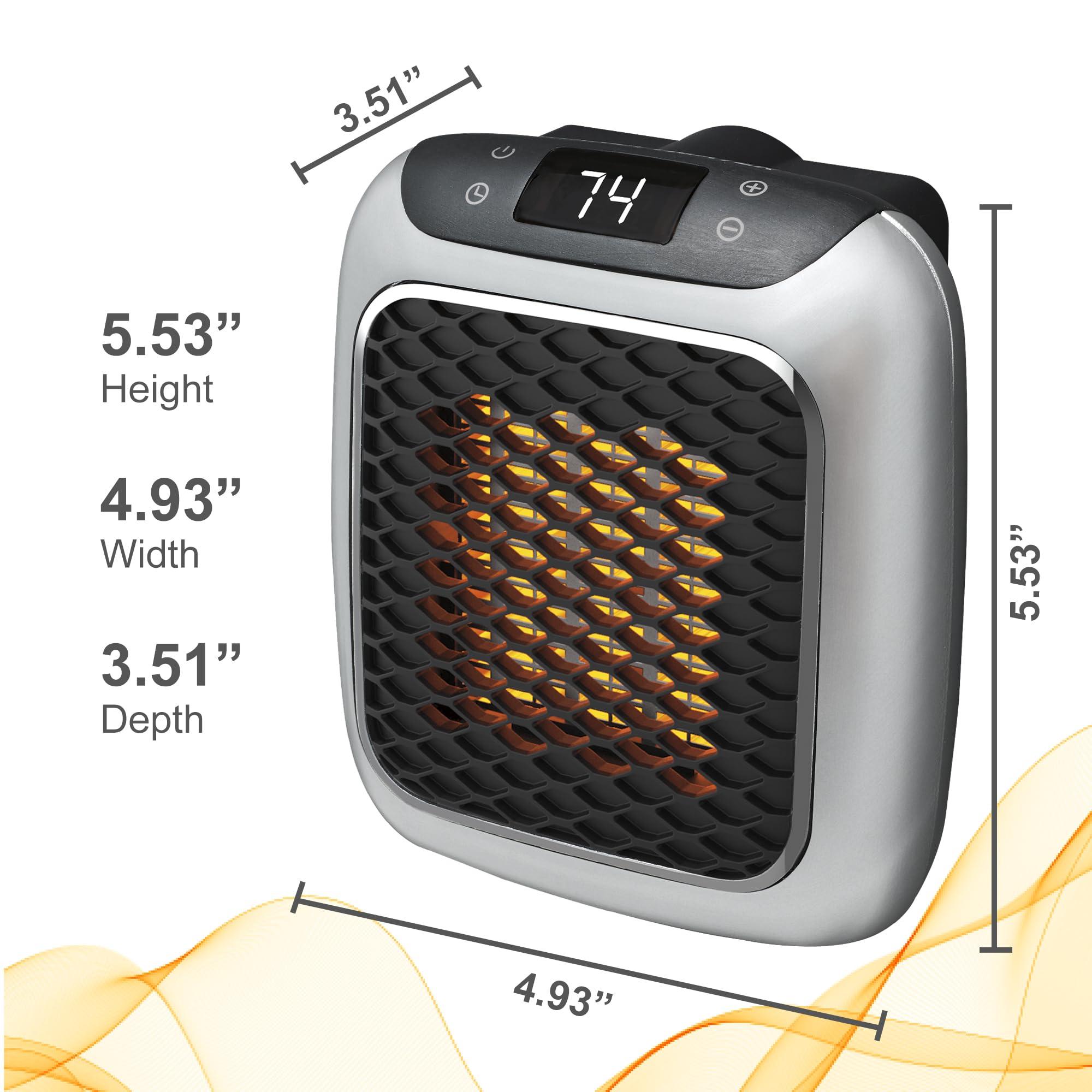 Ontel Handy Heater Turbo - Compact Wall Outlet Ceramic Space Heater with Adjustable Thermostat, 12H Timer & Auto Shut-Off - Quiet Energy Efficient for Office, Bedroom, Bathroom & Small Spaces (Packaging May Vary)