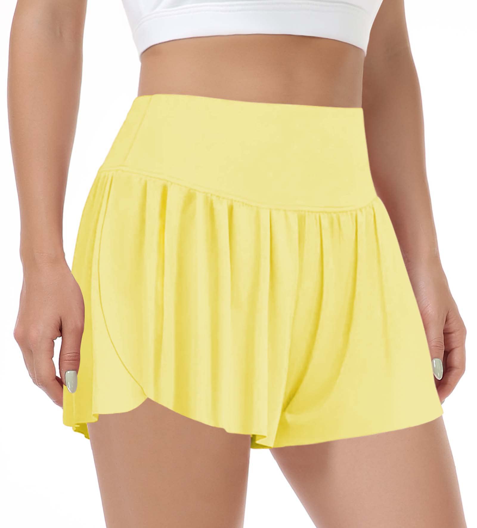 RISSCAN Women's 2-in-1 High Waisted Athletic Shorts with Pockets - Flowy Running & Workout Shorts with Built-in Tennis Skirt - Perfect for Jogging, Gym, Yoga & Summer Casual Wear