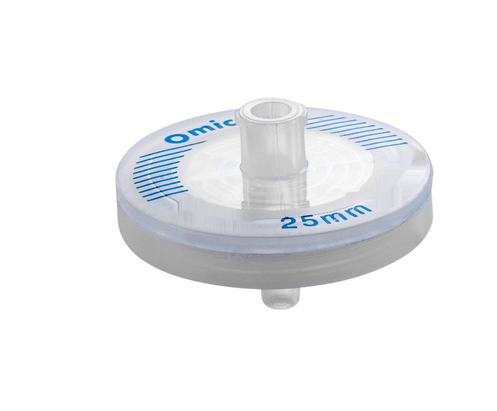 Omicron SFGF225B 25mm Glass Fiber Syringe Filter 1.0 µm Pore Size - Non-Sterile, Pack of 100 - Ideal for Laboratory Filtration, HPLC Sample Preparation, and Chemical Analysis