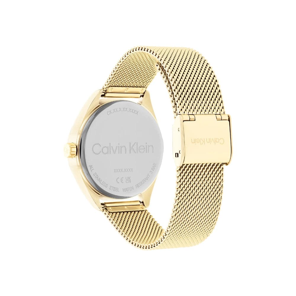 Calvin Klein Women's Watch with White Dial & Gold Milanese Strap - Model 25200195 | Elegant Fashion Accessory for Office, Party & Everyday Wear