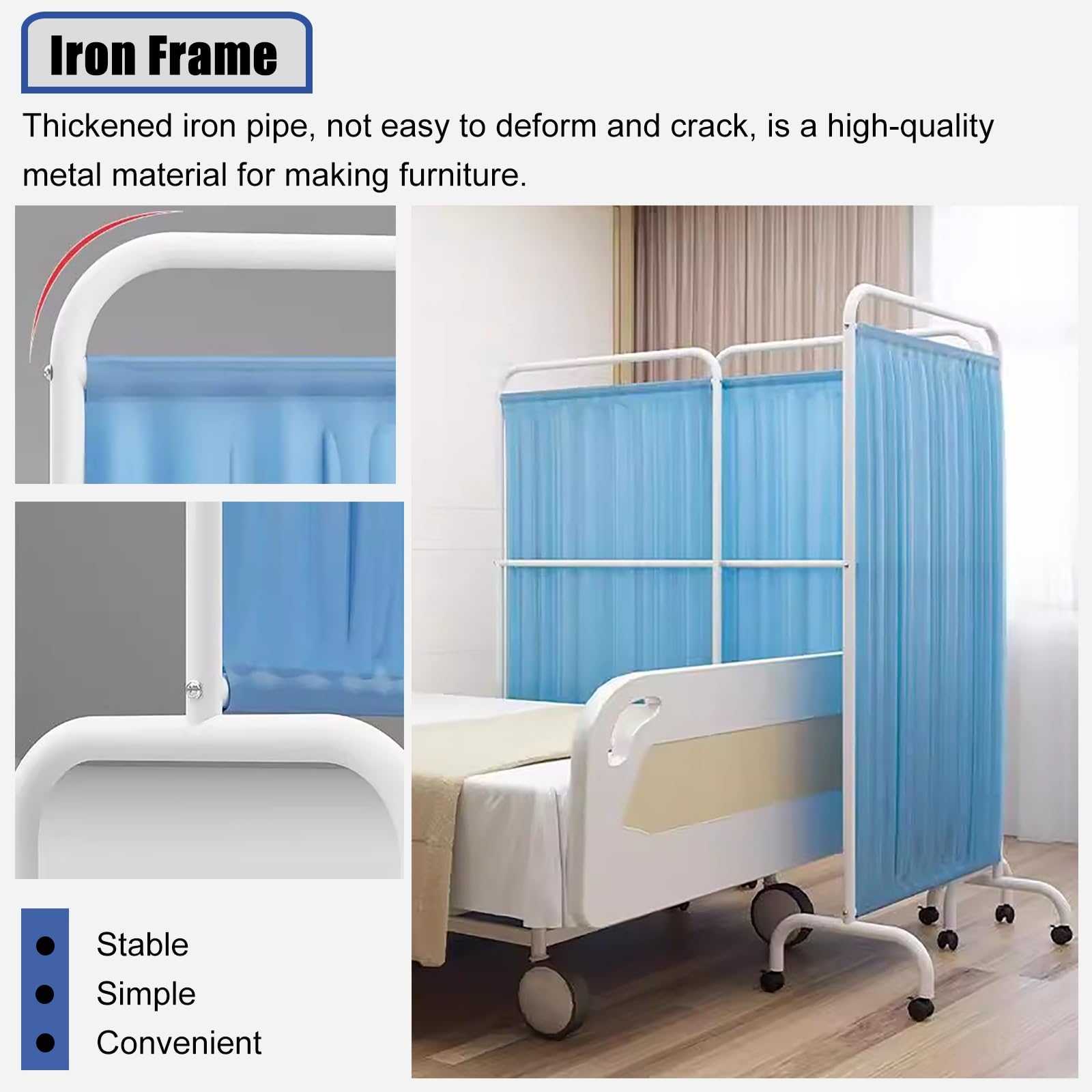 Portable Folding Privacy Screen - 3ft to 15ft Adjustable Medical Room Divider for Hospitals, Clinics & Salons | Yellow 2-Panel (180cm) | Perfect for Patient Privacy, Office Partitions & Event Spaces