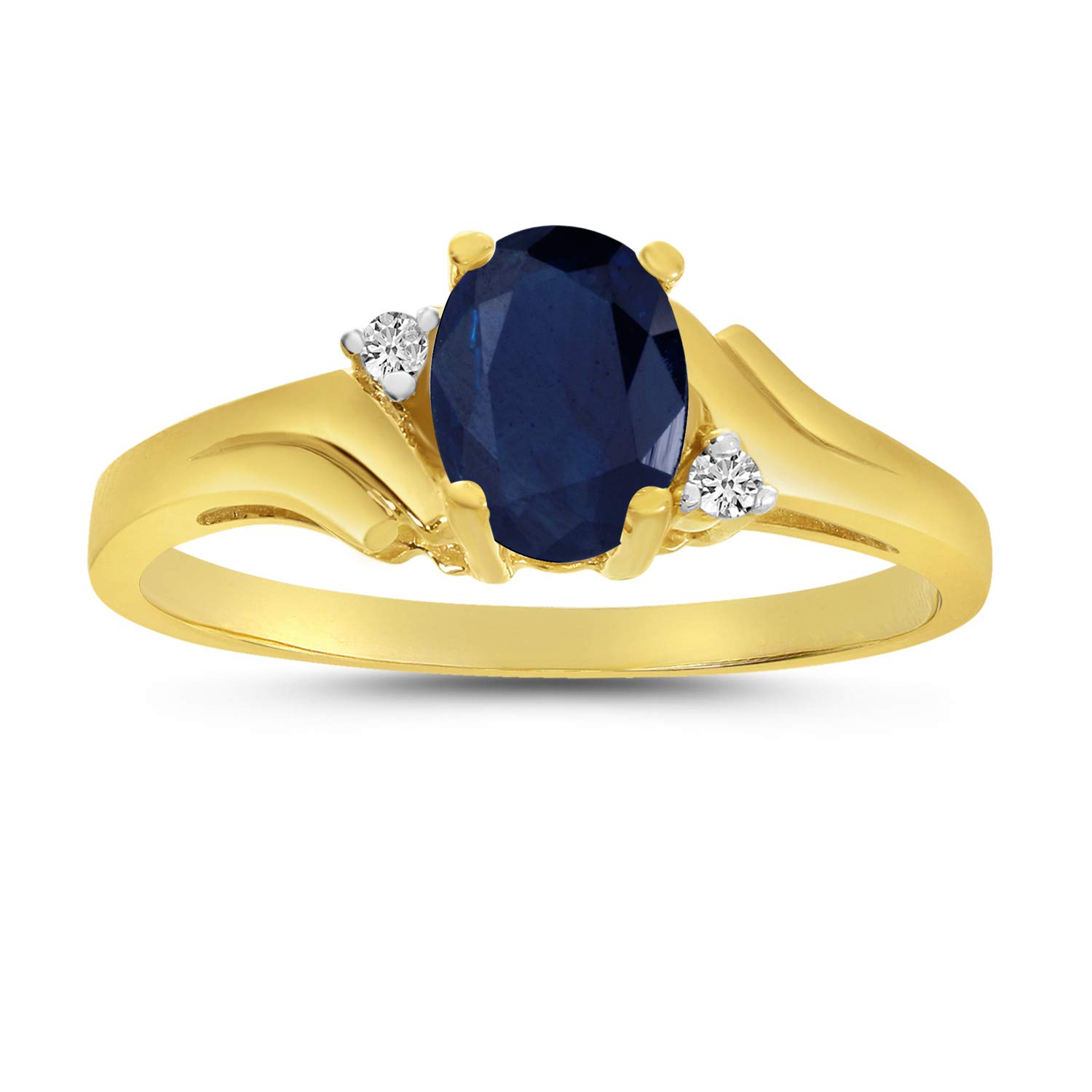 14K Yellow Gold Oval Sapphire and Diamond Ring for Women - Elegant Engagement, Wedding, Anniversary Gift - Perfect for Bridal Jewelry & Special Occasions