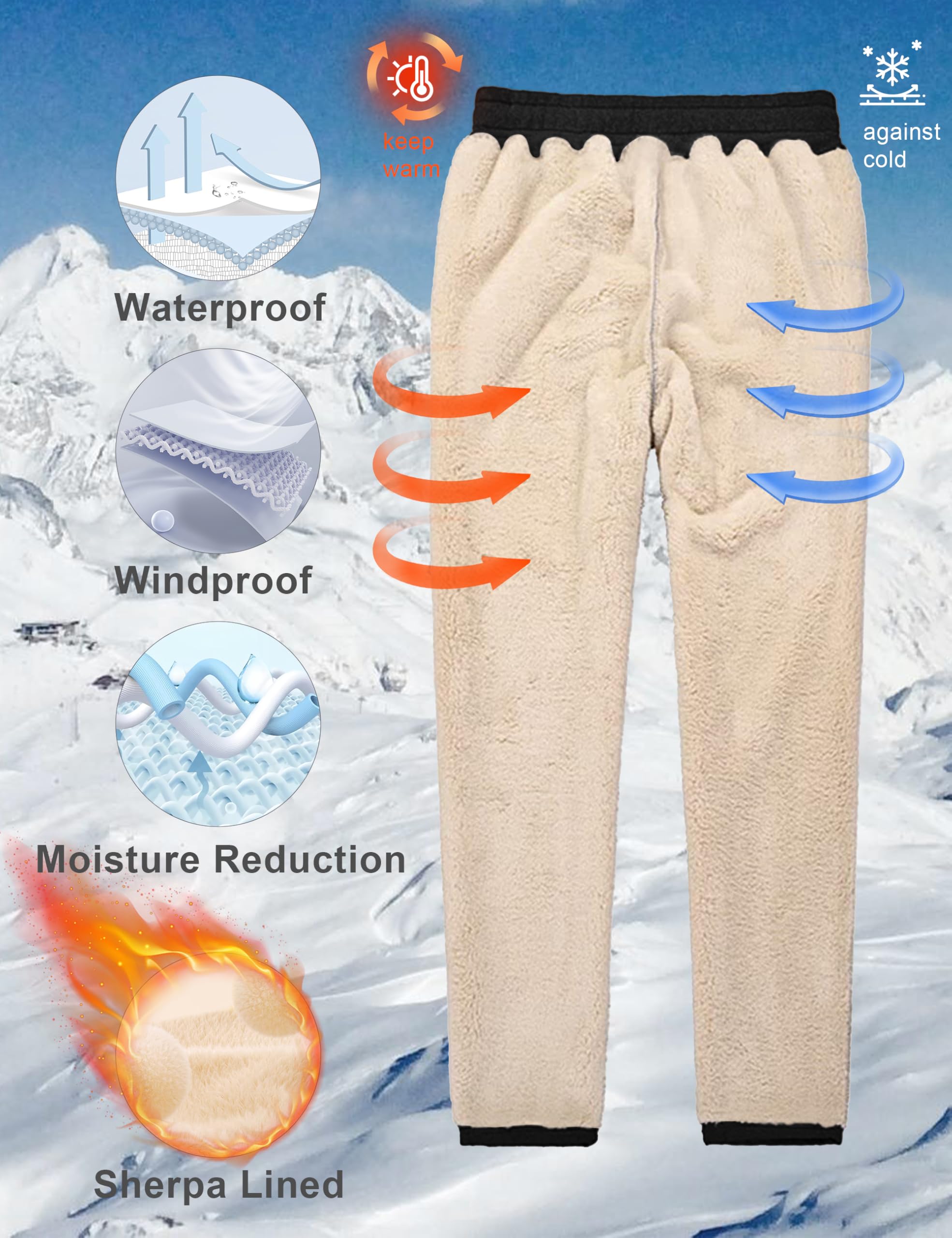 MAGCOMSEN Men's Winter Fleece Lined Sweatpants - Sherpa Lined Thermal Joggers for Cold Weather, Thick Warm Athletic Pants with Elastic Waistband - Perfect for Running, Hiking, Gym Workouts and Lounge Wear