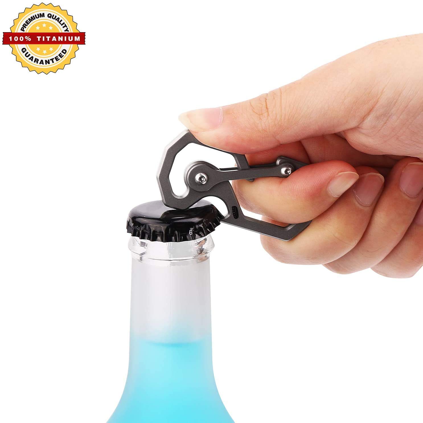 Premium Titanium Keychain - Heavy Duty Carabiner Clip with Bottle Opener | Multifunctional Key Organizer for Car, House & Office Keys | Perfect for Outdoor, Travel & Everyday Carry (EDC)