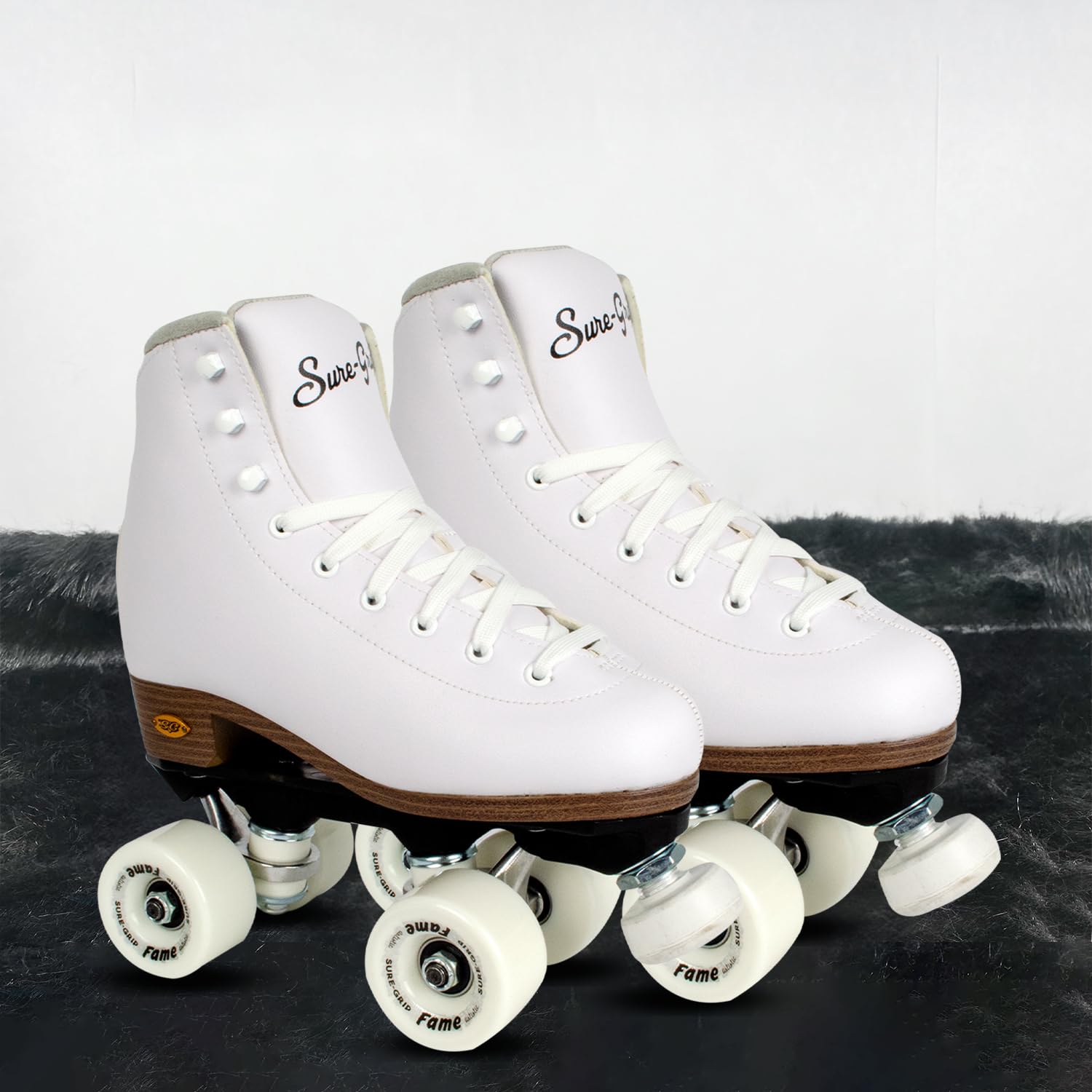 Sure-Grip White Fame Women's Roller Skates - Nylon & Aluminum Construction - 57mm Polyurethane Indoor Wheels - Super X Trucks for Extended Support - Perfect for Beginners and Indoor Skating Rinks