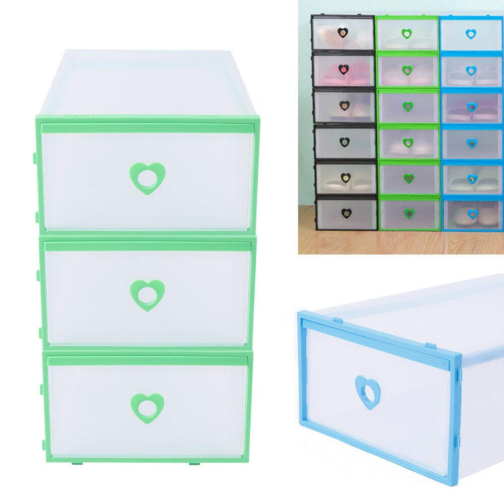 DYRABREST 10/20/24-Pack Stackable Clear Plastic Shoe Storage Box Organizer with Drawer - Perfect for Sneaker Collection, Closet Organization & Underbed Storage (20Pcs, Black)