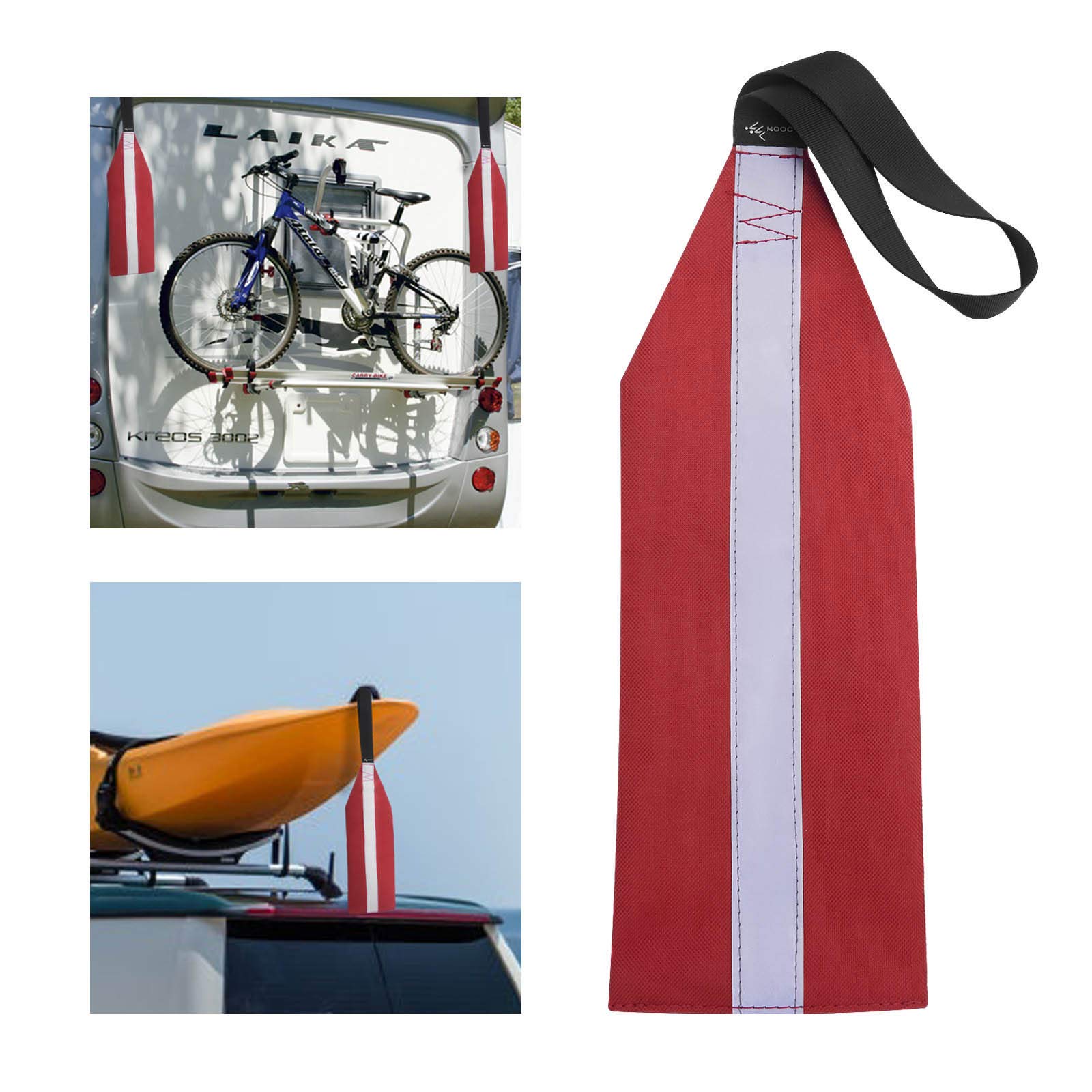 MOOCY Red Safety Flags for Long Load - High Visibility Tow Flag with Durable Webbing for Kayak, Trailer, SUP, Canoe & Truck - Essential Safety Accessories Kit for Towing, Hauling & Outdoor Adventures