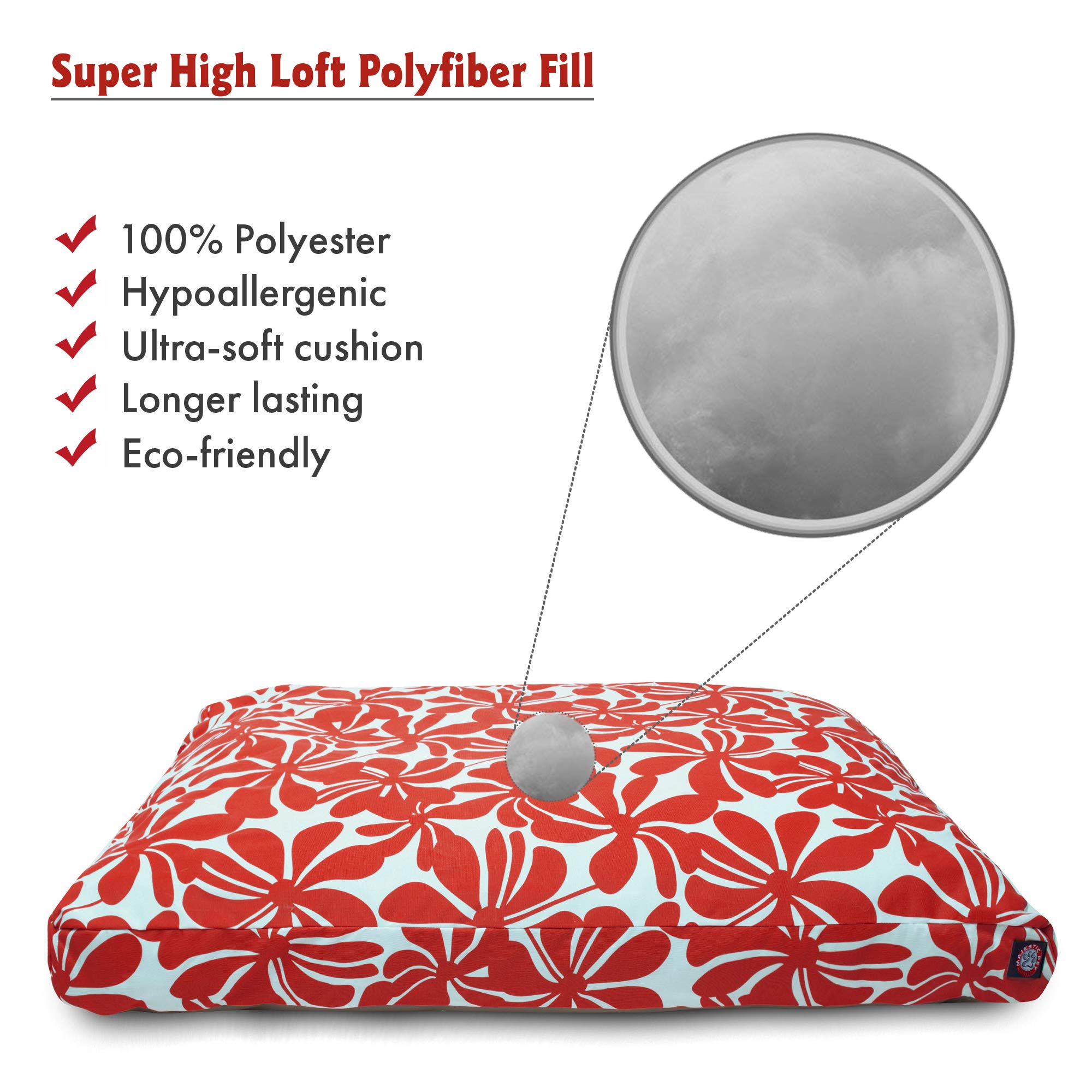 Extra Large Red Rectangle Pet Dog Bed - Indoor & Outdoor Use with Removable Washable Cover by Majestic Pet Products | Perfect for Living Rooms, Patios & Kennels