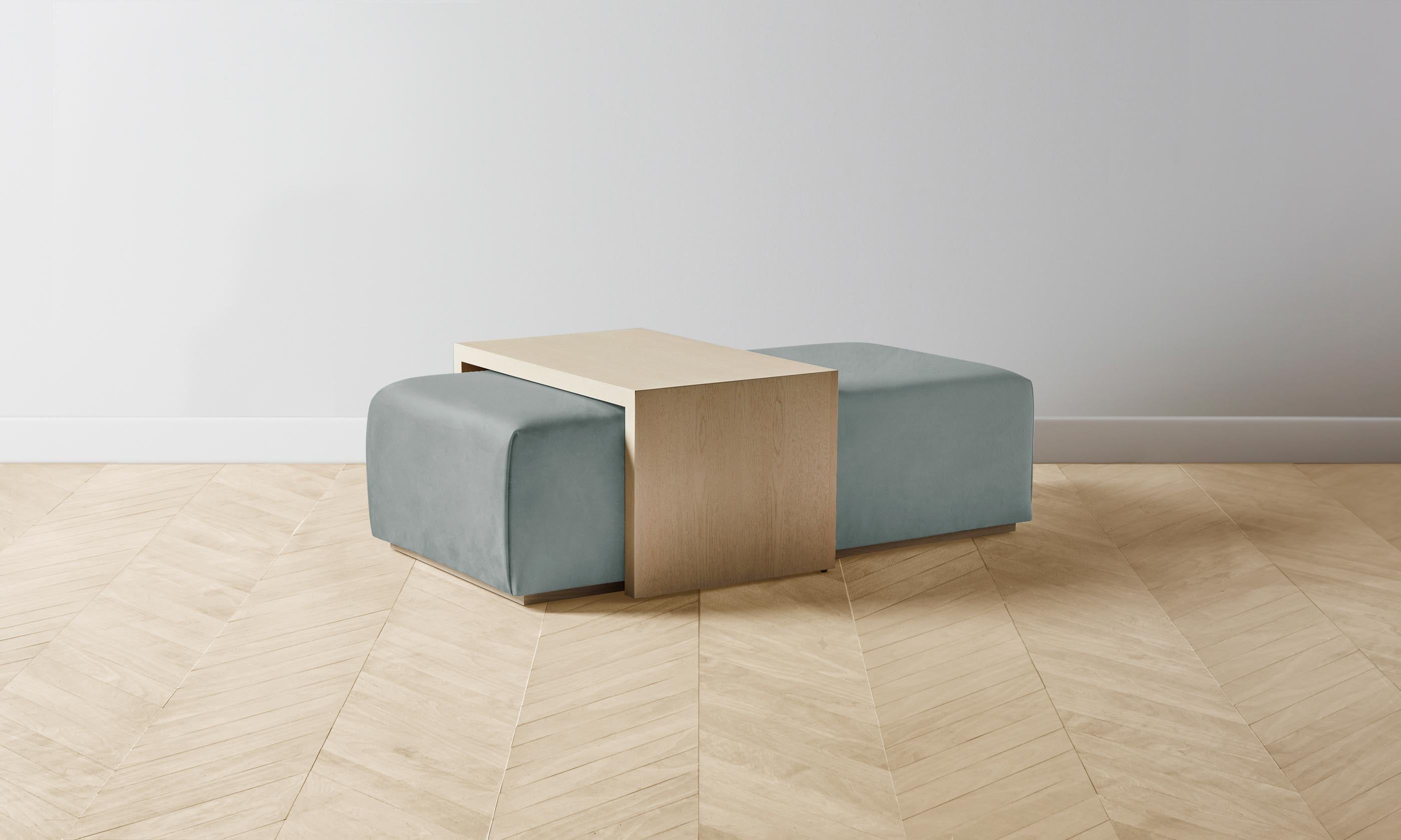 The Bowery Ottoman - Premium Nubuck Leather Tide - Perfect for Living Room, Bedroom & Office Decor