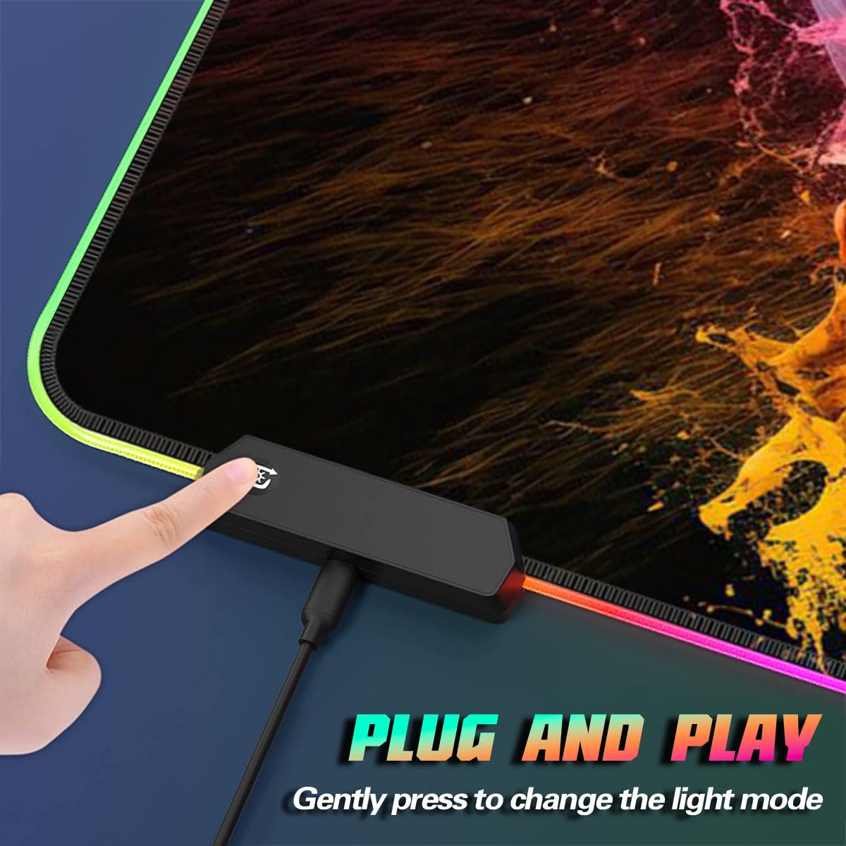 HEYCE Shark LED Gaming Mouse Pad - 60x35x0.3cm Large RGB Mouse Mat for PC, Laptop, Computer - Perfect for Office Work, Gaming & Home Use - Non-Slip Surface with Colorful Animal Design